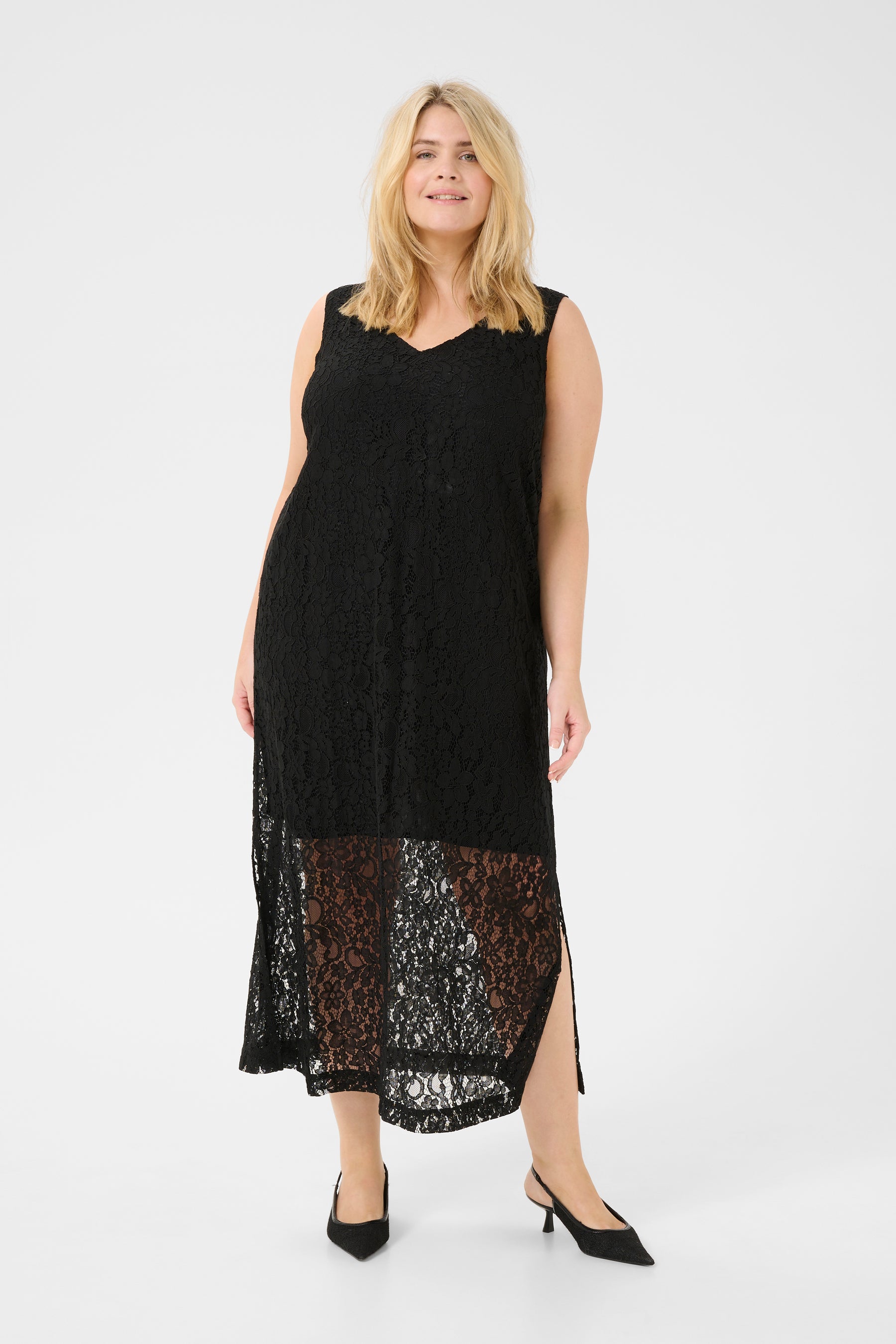 Kaffe Curve Lorani Lace Dress in Black