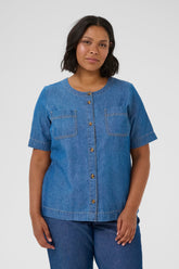 Kaffe Curve Louisa Shirt in Blue