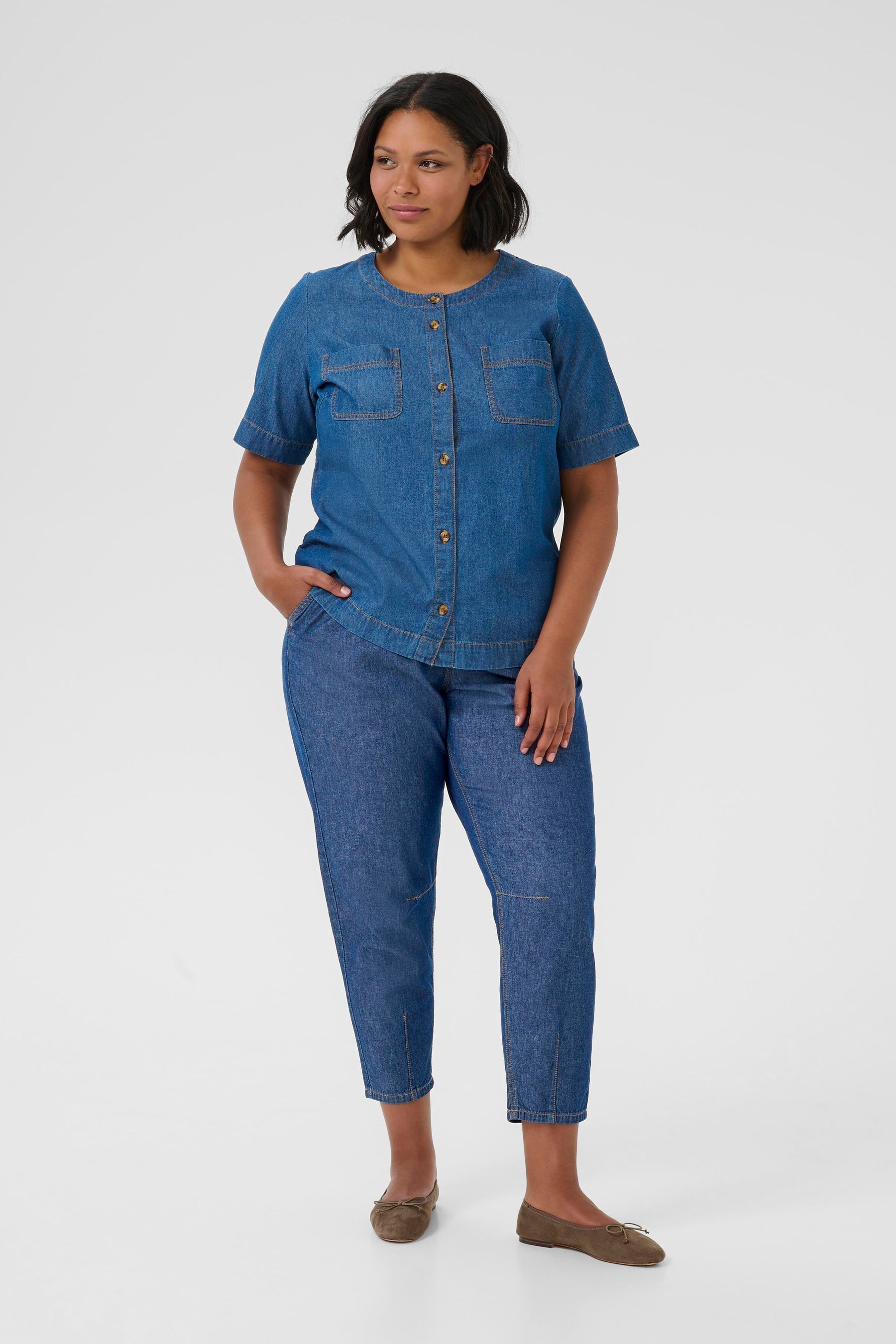 Kaffe Curve Louisa Trousers in Blue