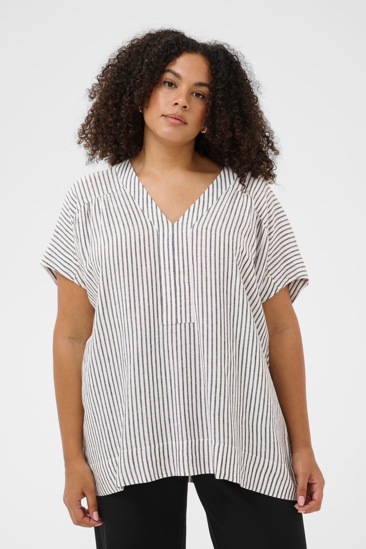 Kaffe Curve Mille Blouse in Black Stripe