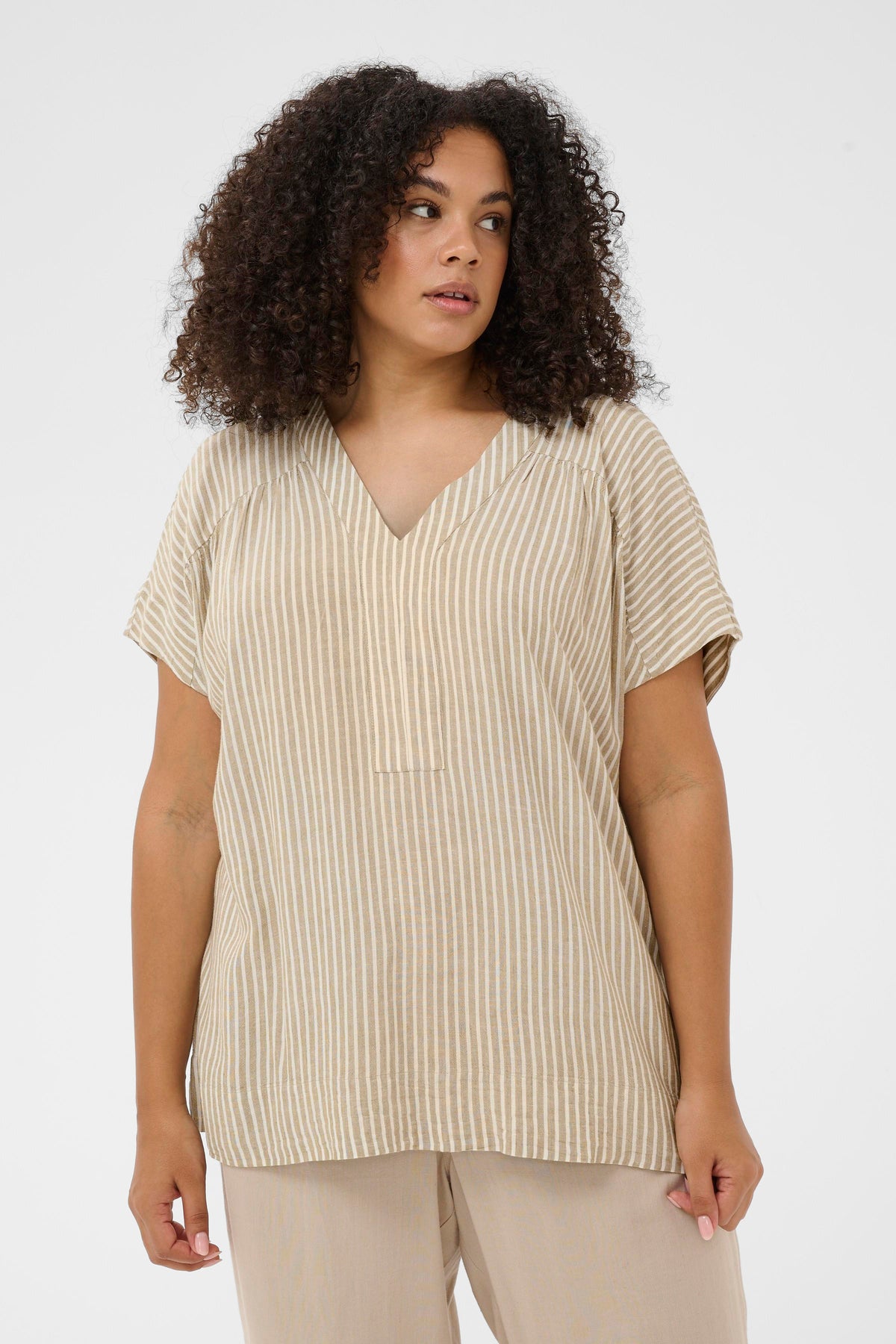 Kaffe Curve Mille Blouse in Chinchilla Stripe