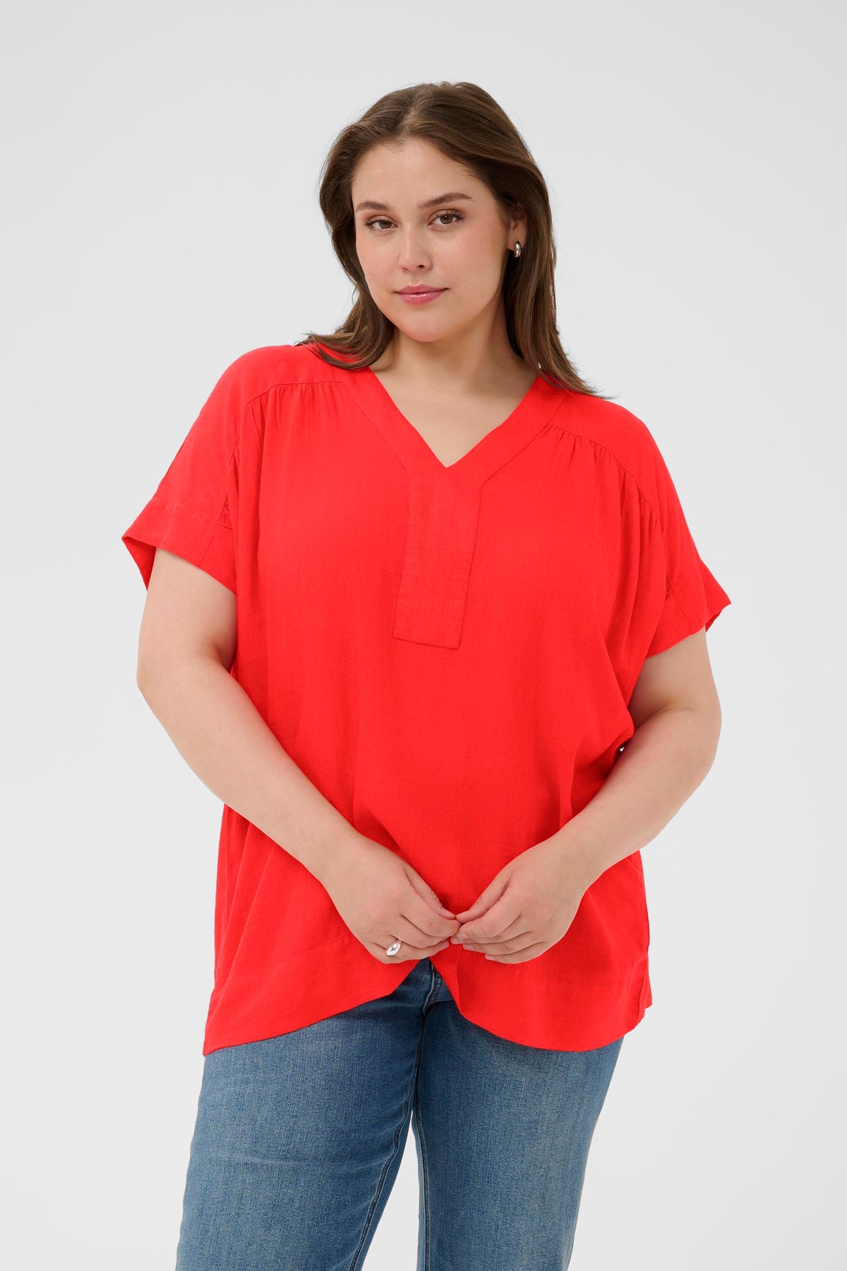 Kaffe Curve Mille Blouse in Poppy Red