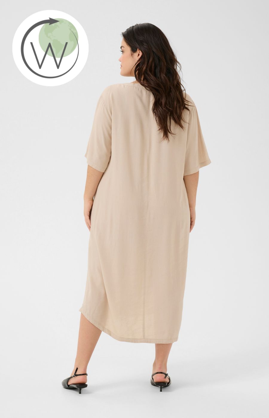 Kaffe Curve Millie Kaftan Dress Beige
