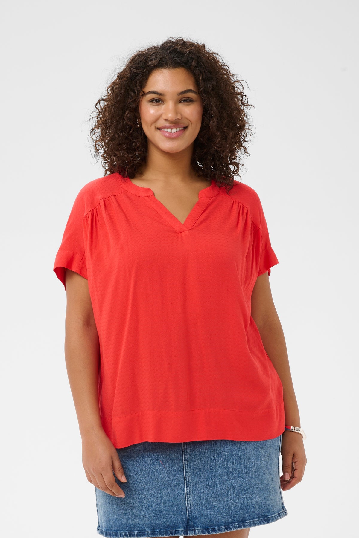 Kaffe Curve Mina Blouse in Poppy Red