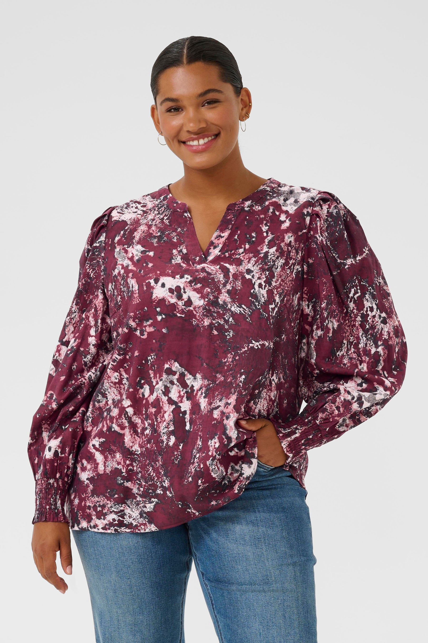Kaffe Curve Mina Blouse in Wine