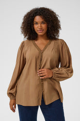 Kaffe Curve Mirana Blouse in Tan
