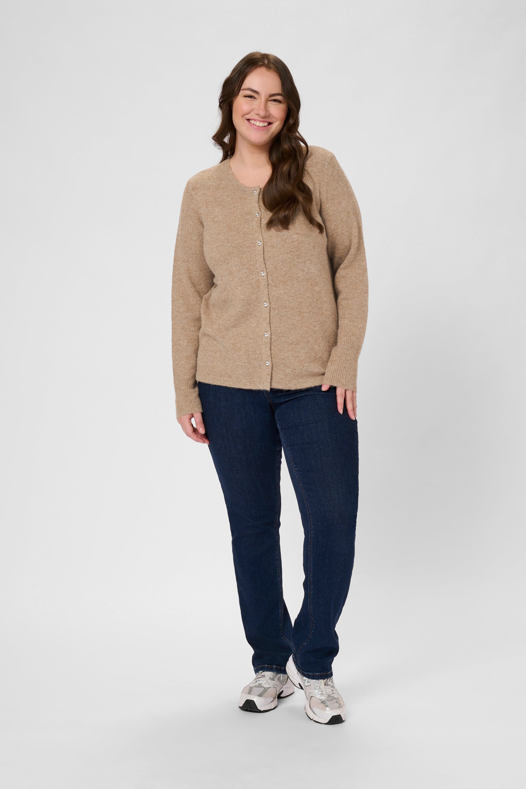 Kaffe Curve Niela Cardigan in Tan
