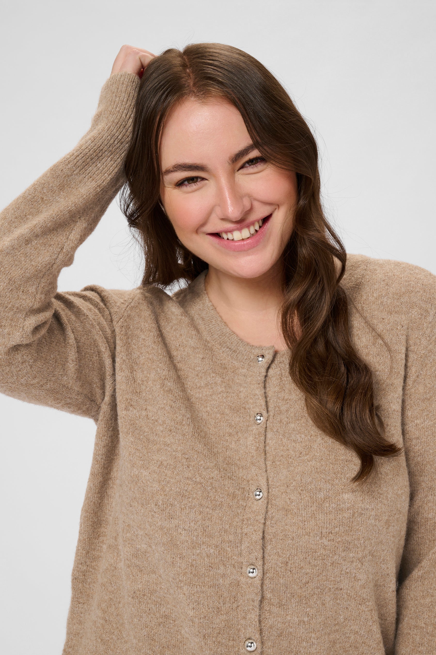 Kaffe Curve Niela Cardigan in Tan