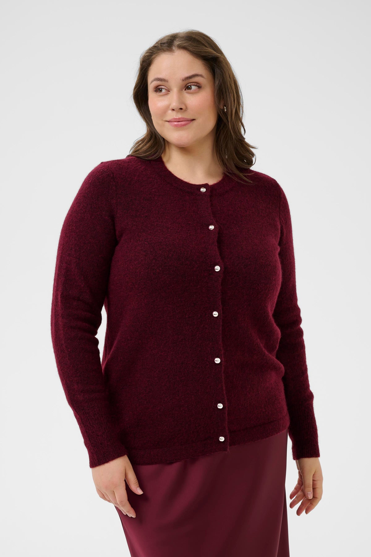 Kaffe Curve Niela Cardigan in Wine