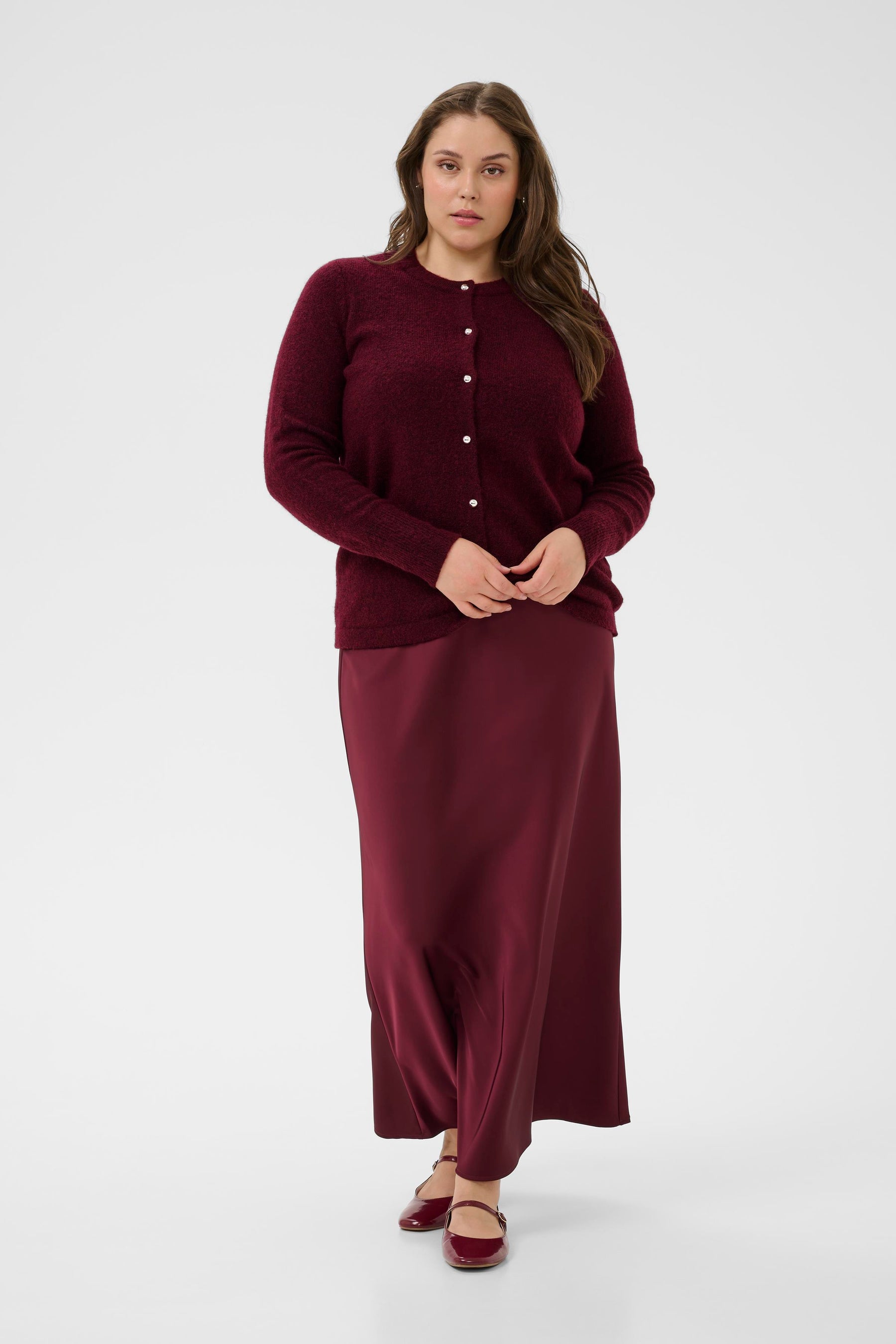 Kaffe Curve Niela Cardigan in Wine