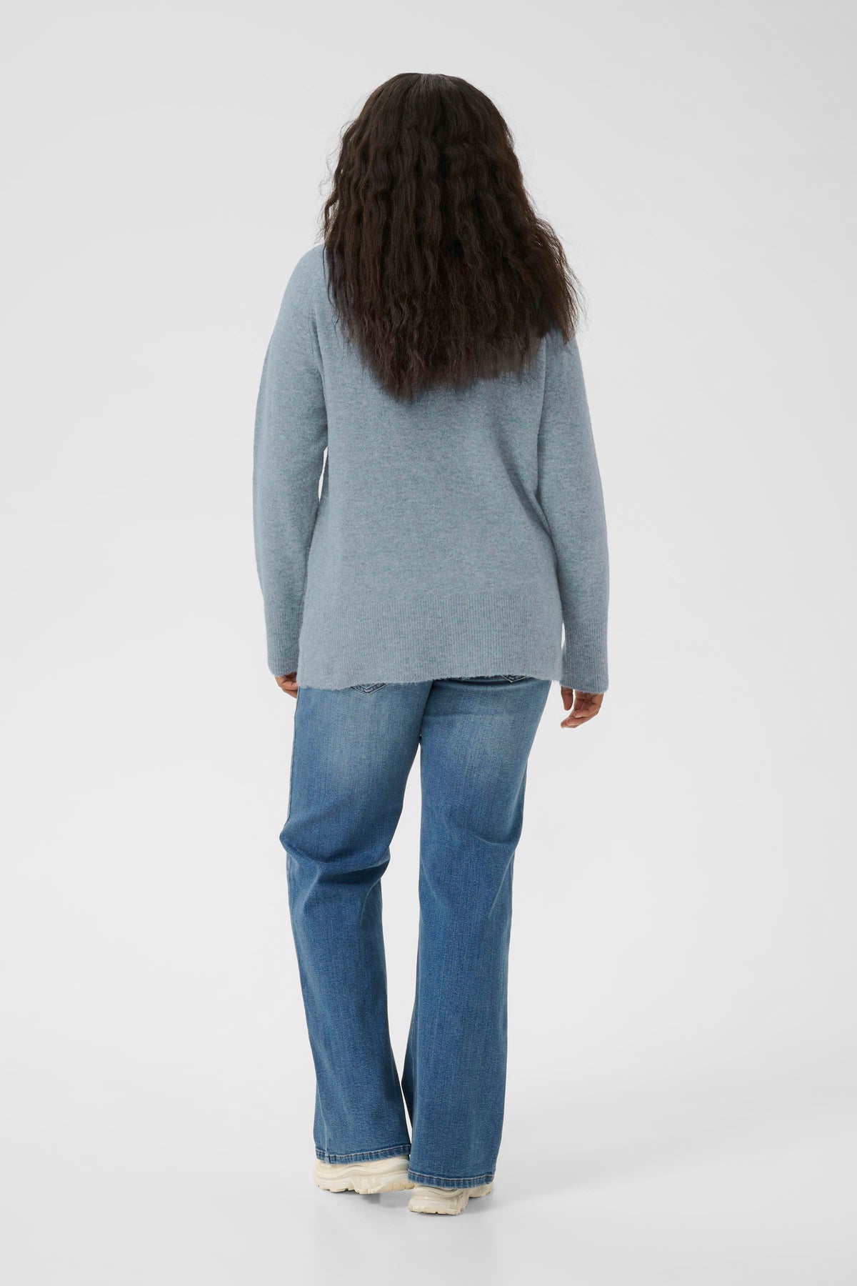 Kaffe Curve Niela V-Neck Jumper in Blue