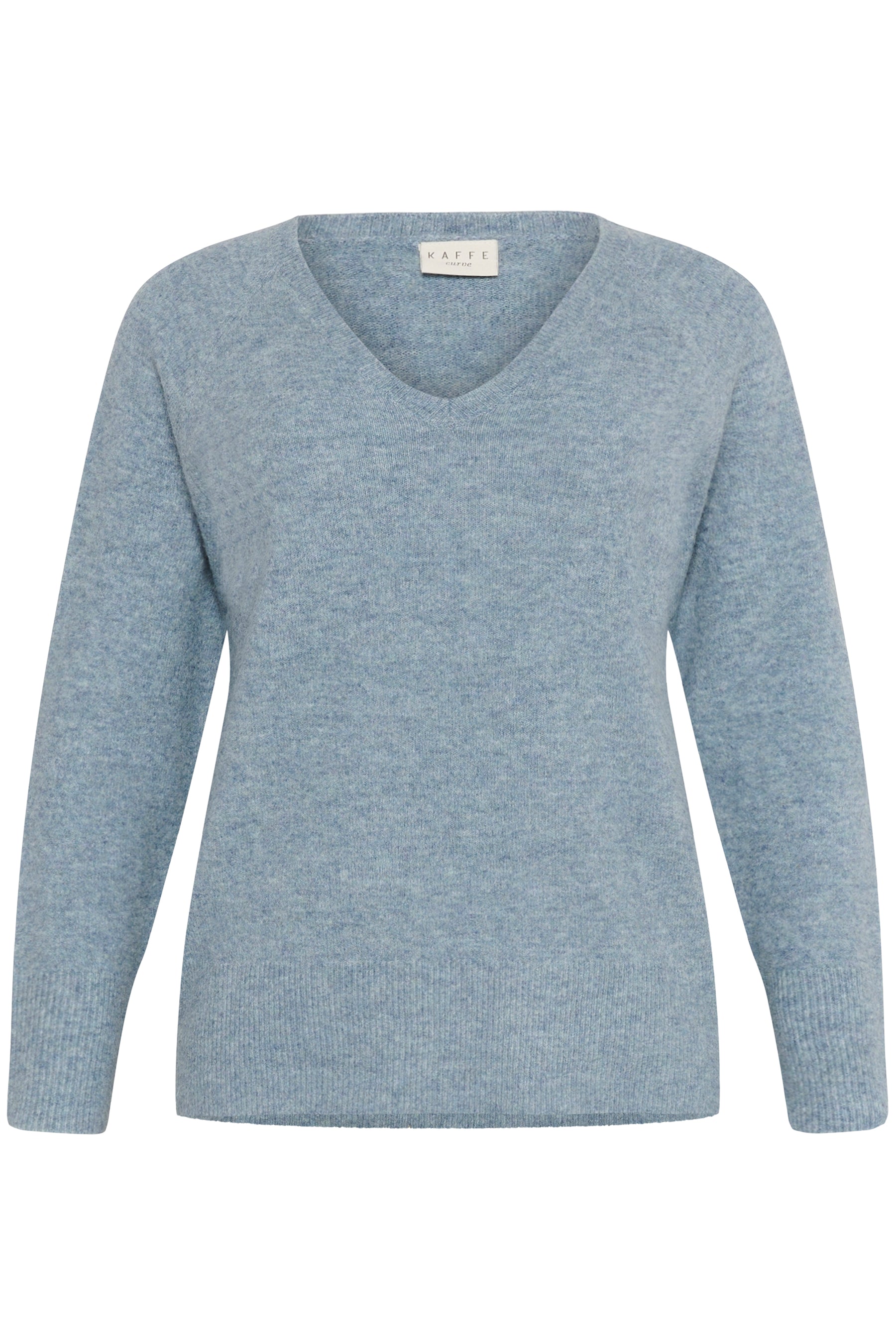 Kaffe Curve Niela V-Neck Jumper in Blue