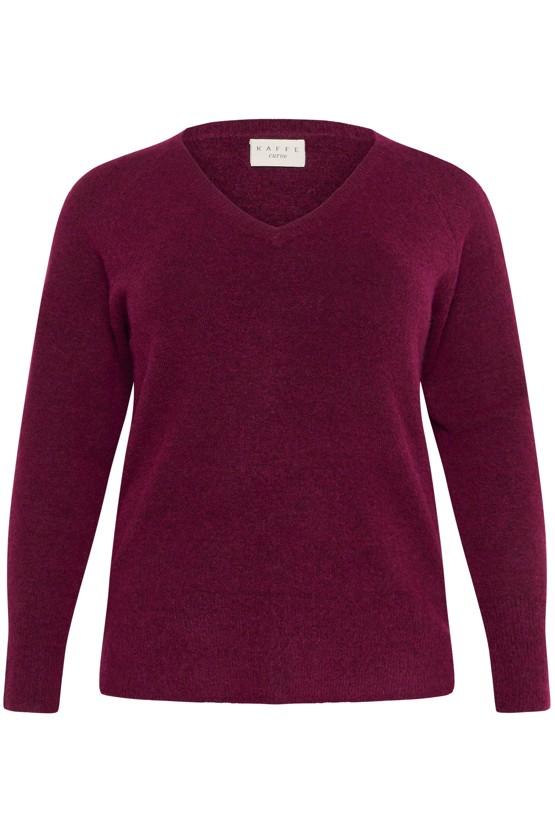 Kaffe Curve Niela V-Neck Jumper in Wine