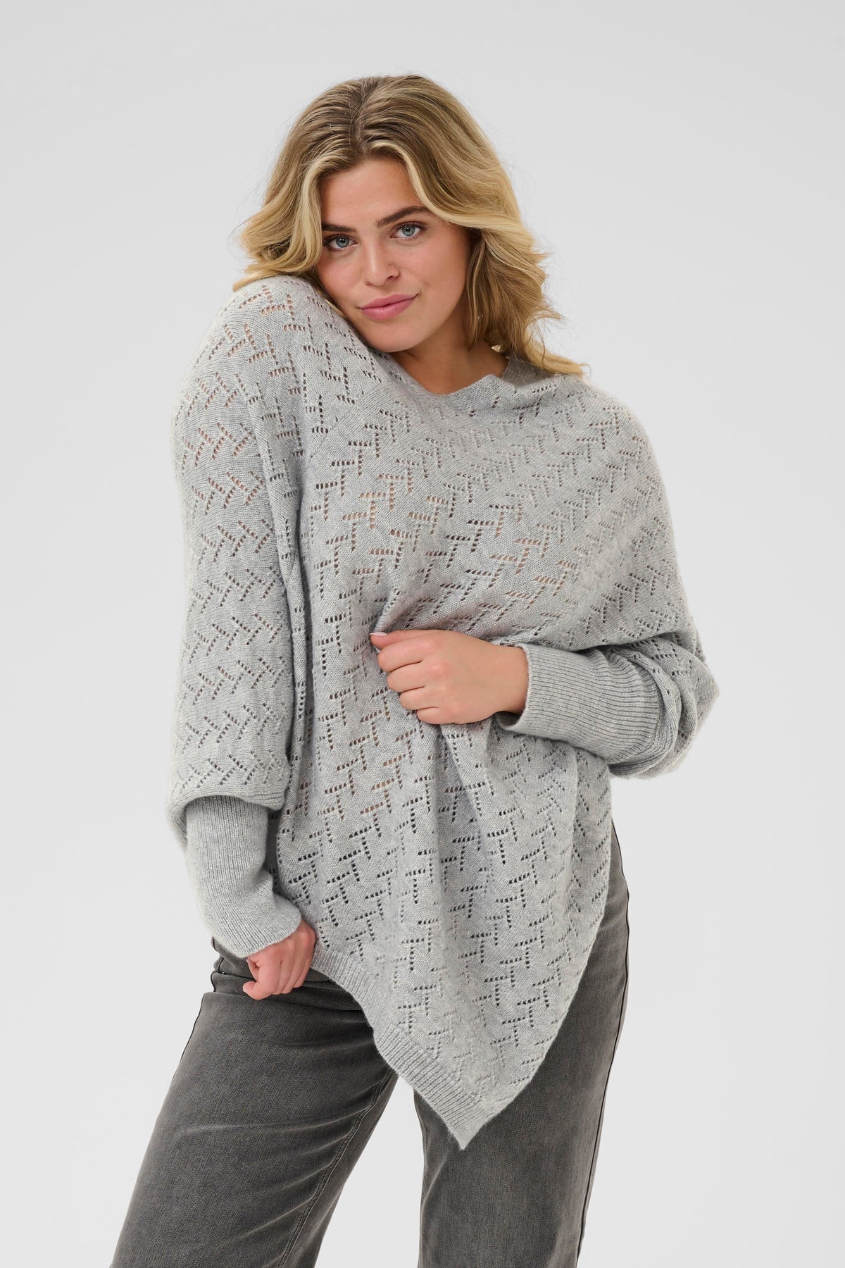 Kaffe Curve Olina Poncho in Grey