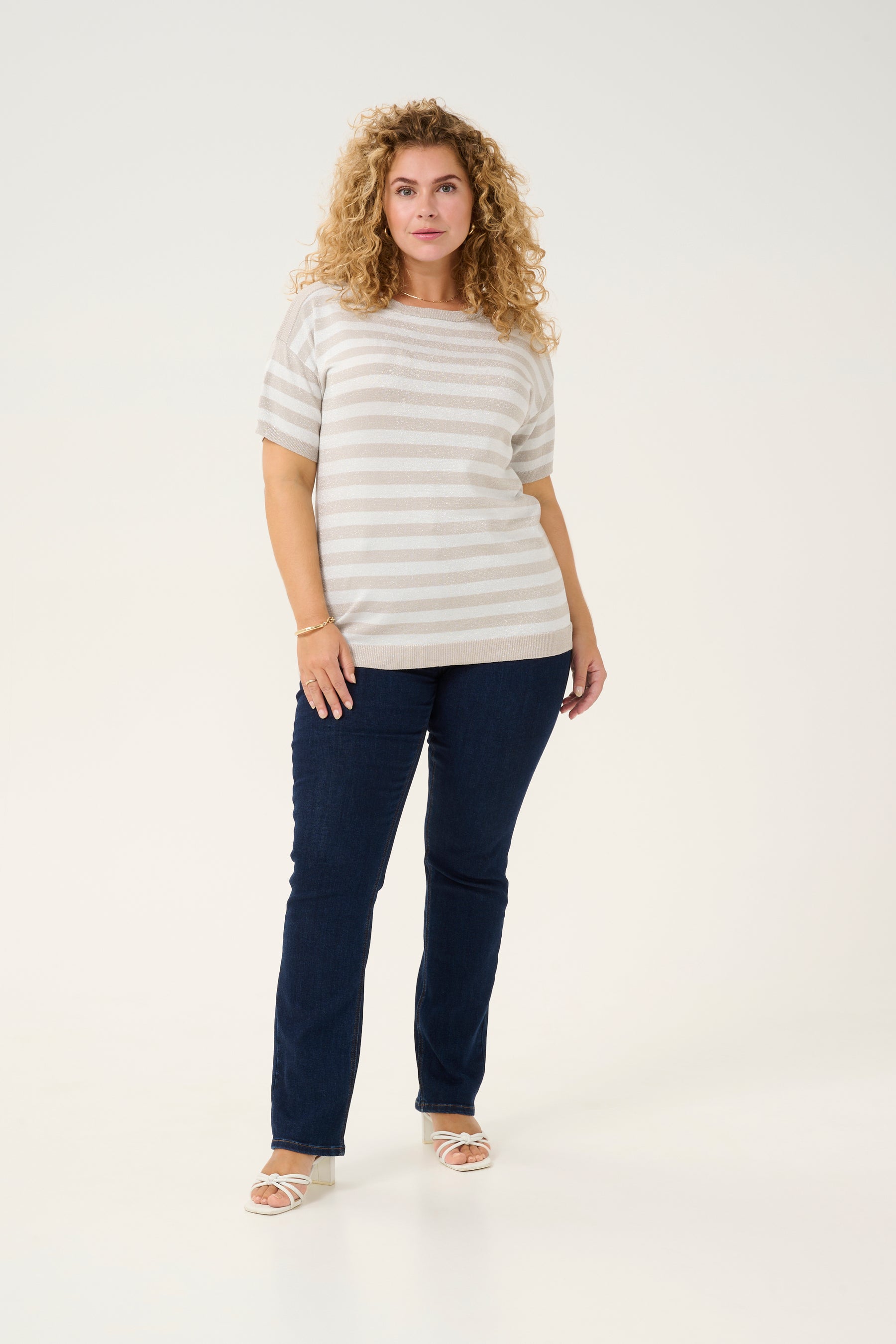 Kaffe Curve Regitta Knit Beige Stripe