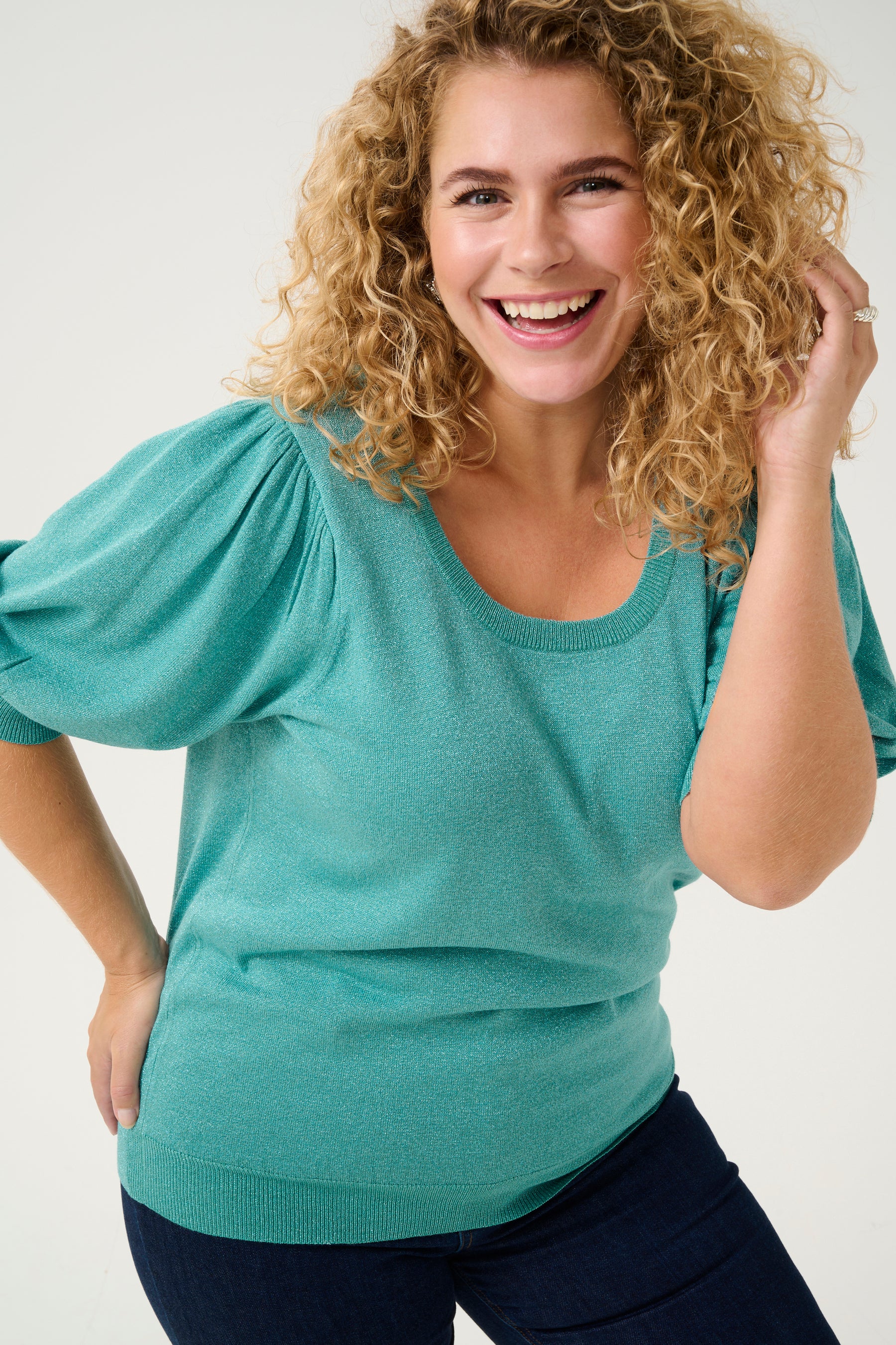 Kaffe Curve Regitta Knit in Teal