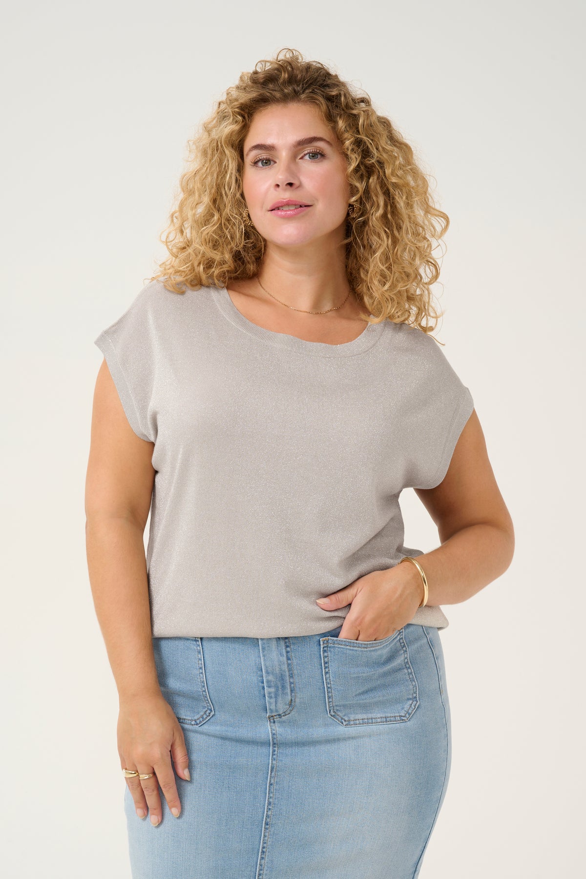 Kaffe Curve Regitta Top Silver