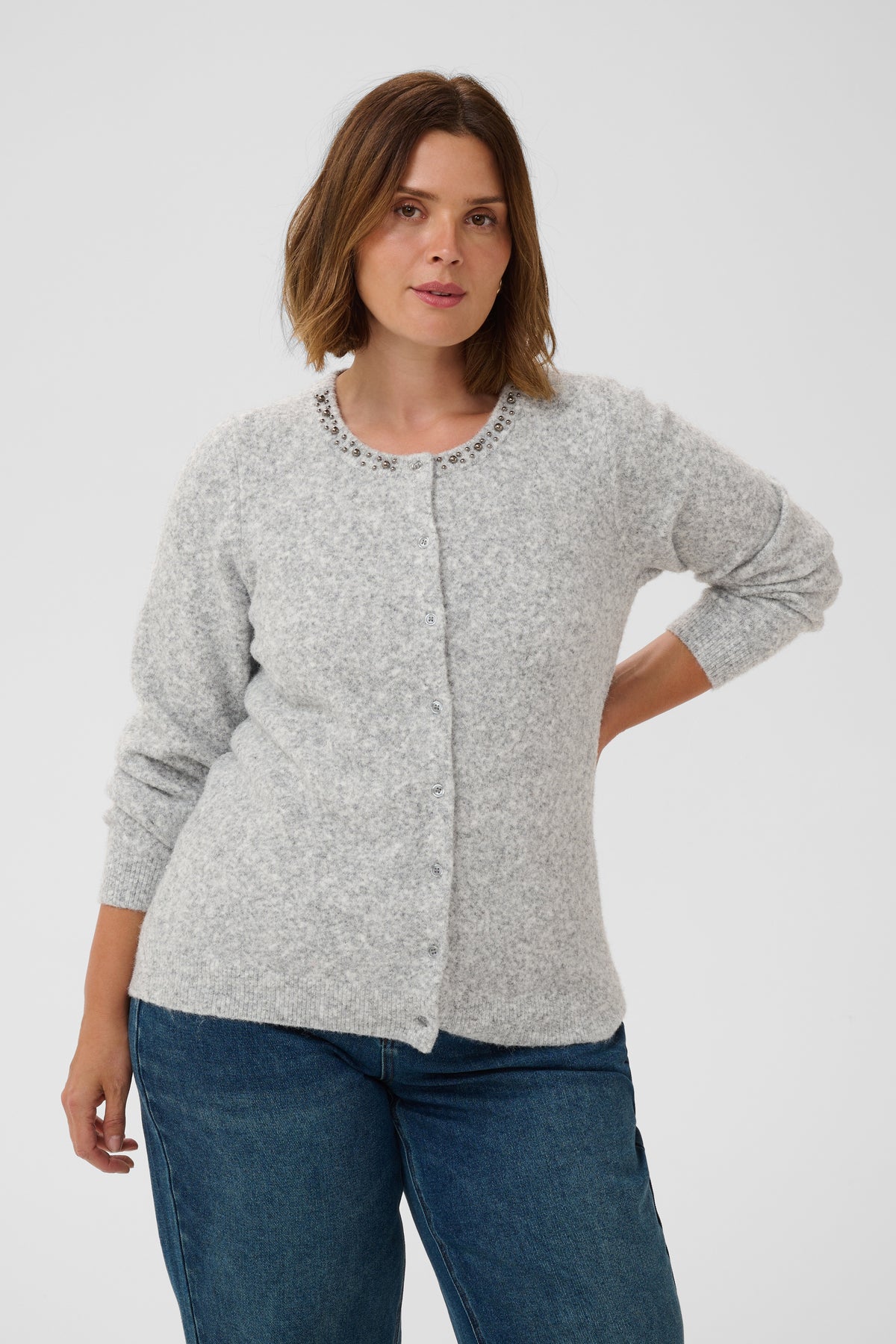 Kaffe Curve Selia Cardigan in Grey