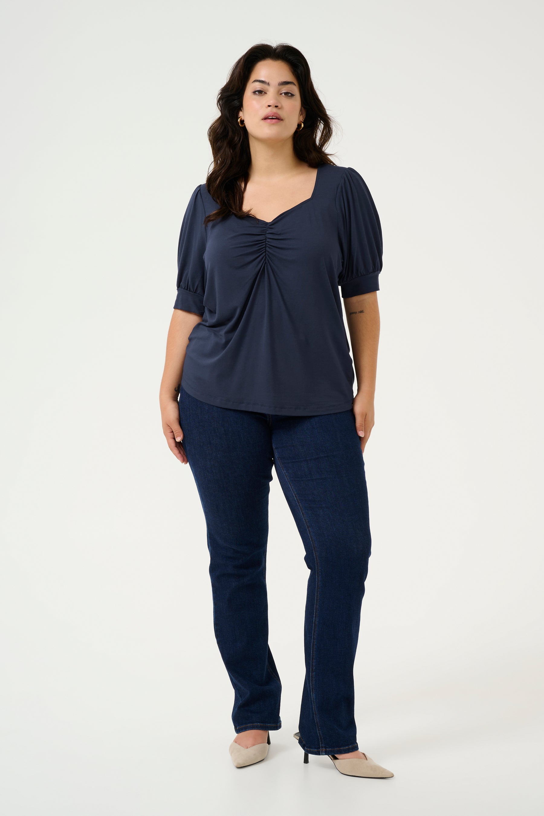 Kaffe Curve Sissy Blouse in Navy