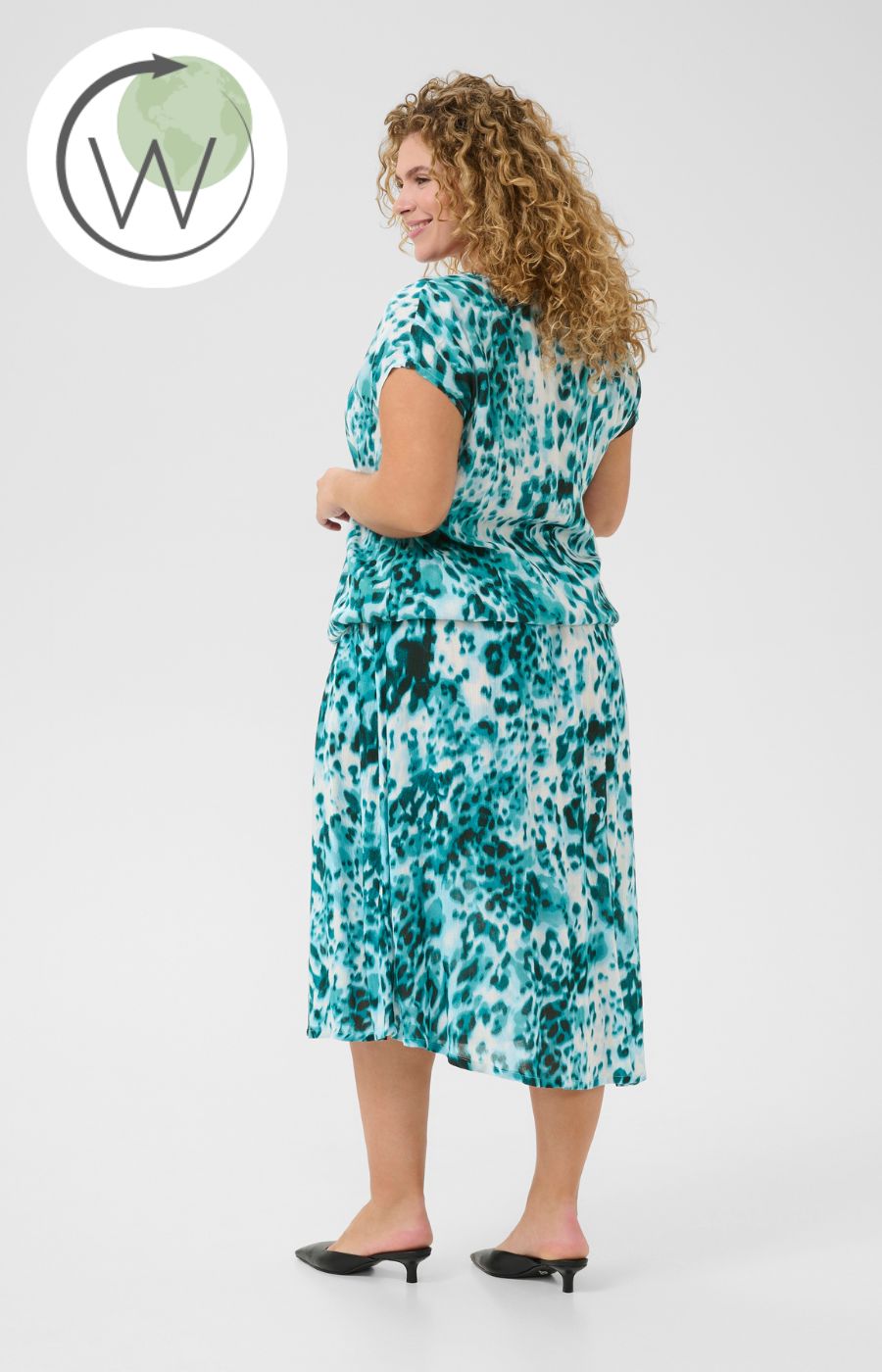 Kaffe Curve Stanley Blouse Teal Animal Print