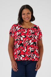 Kaffe Curve Stanley Blouse in Red Graphic Print