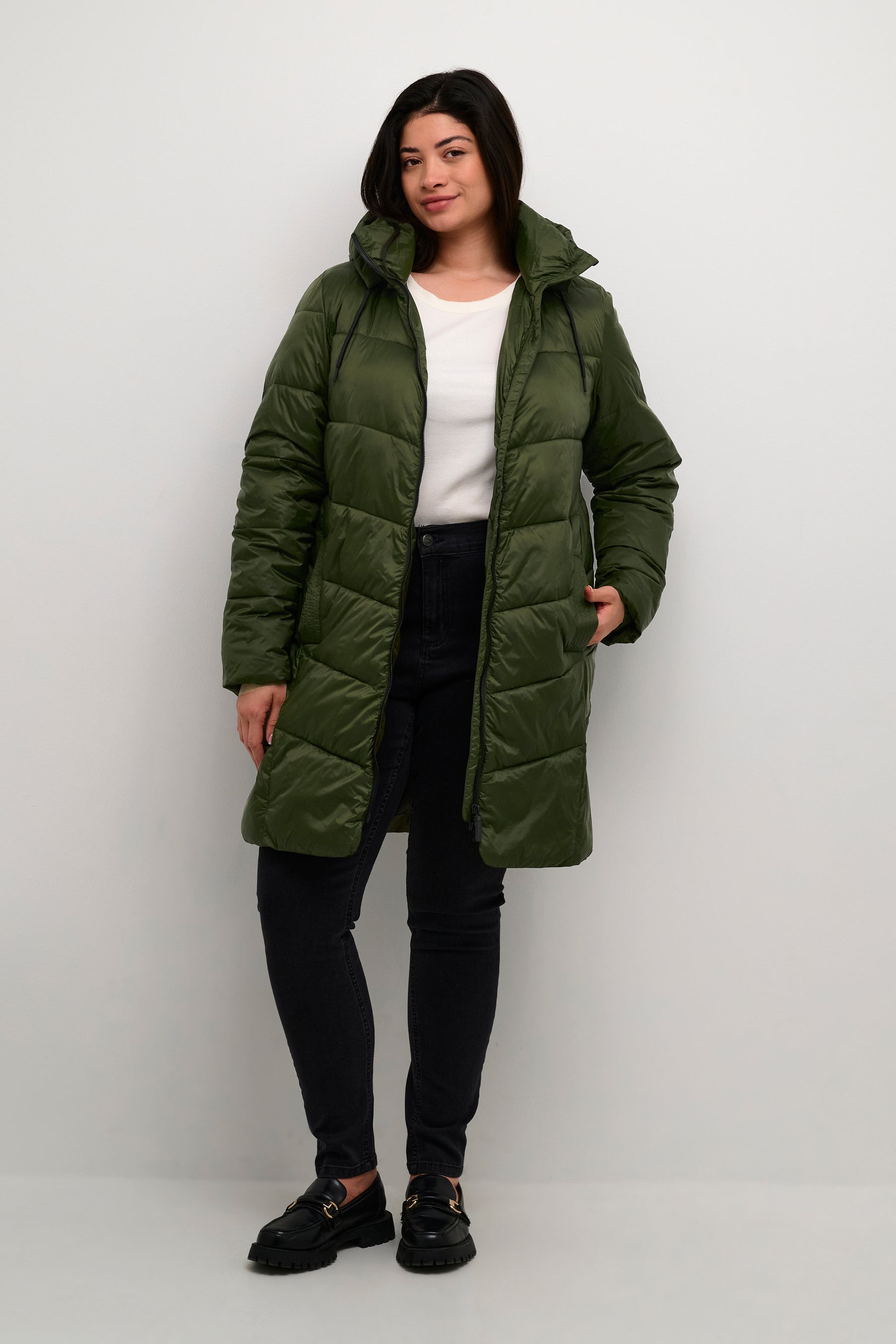 Kaffe Curve Susanna Coat in Khaki