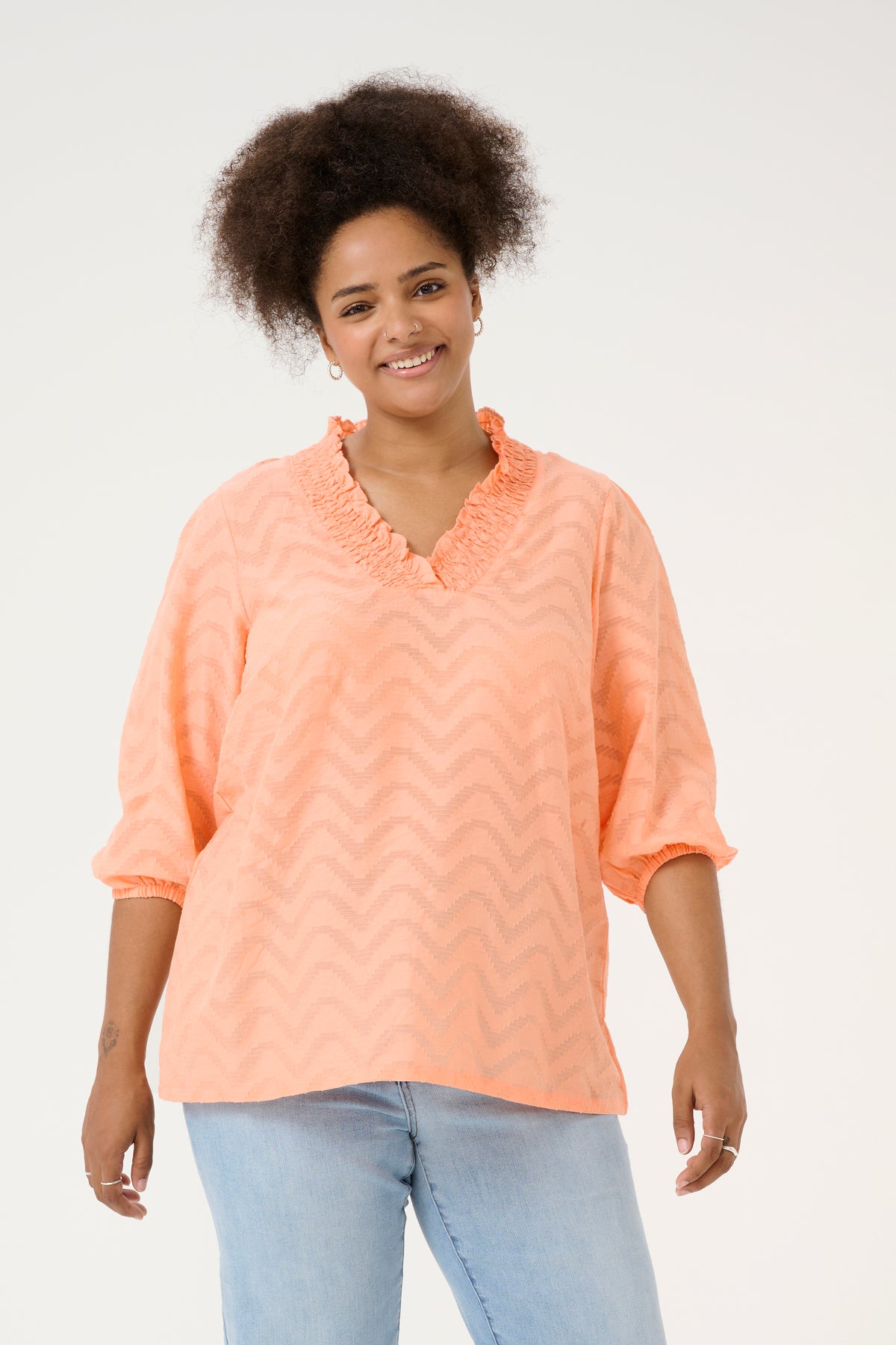 Kaffe Curve Vitana Blouse in Peach