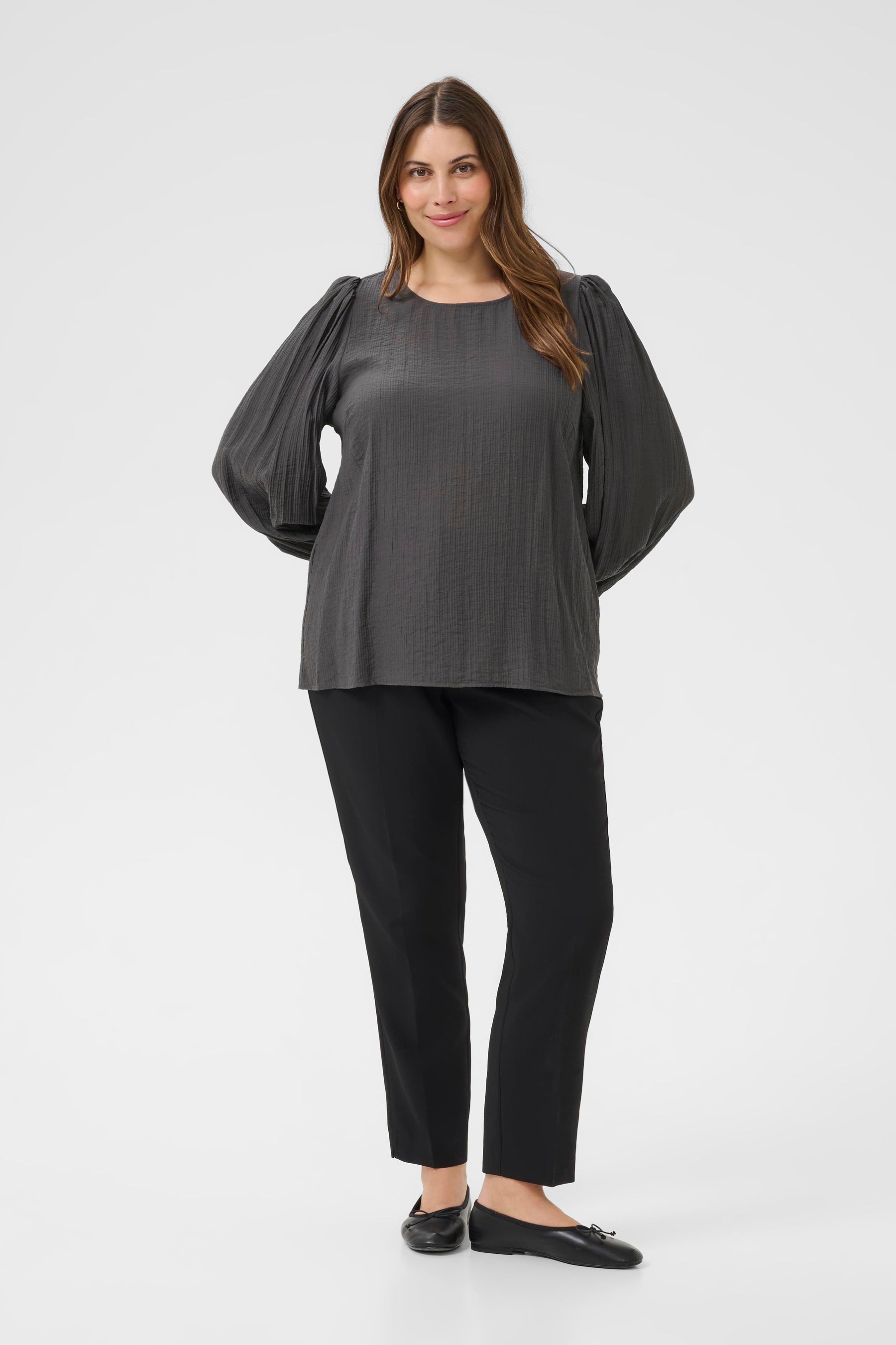 Kaffe Curve Viva Blouse in Charcoal