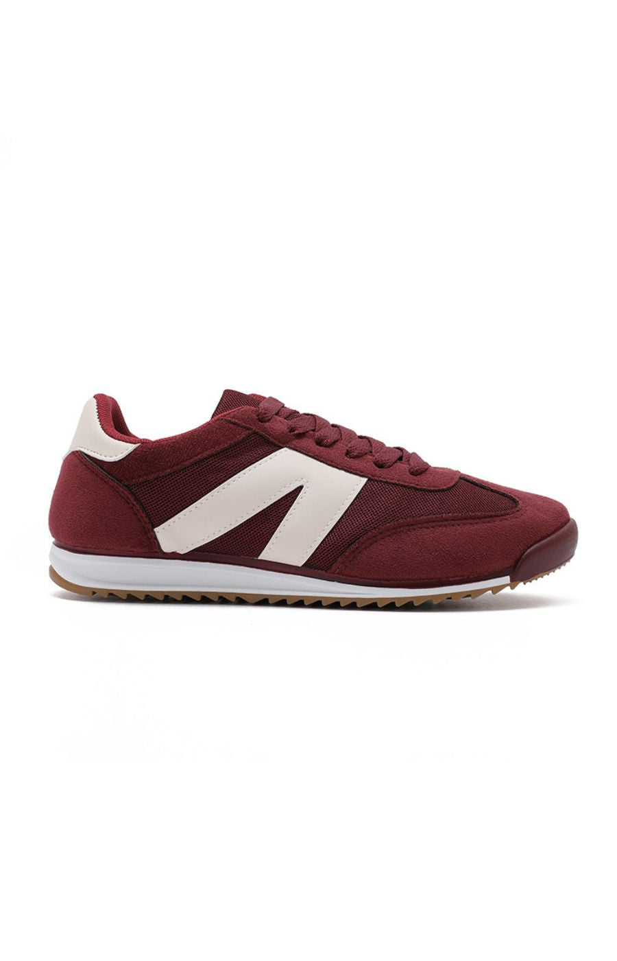 Lace Up Trainer in Wine