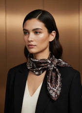 Lisa Leopard Silk Scarf in Brown This image was created using AI