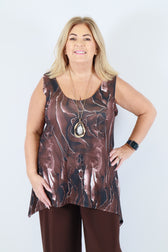 Magna A-Line Vest in Brown Print