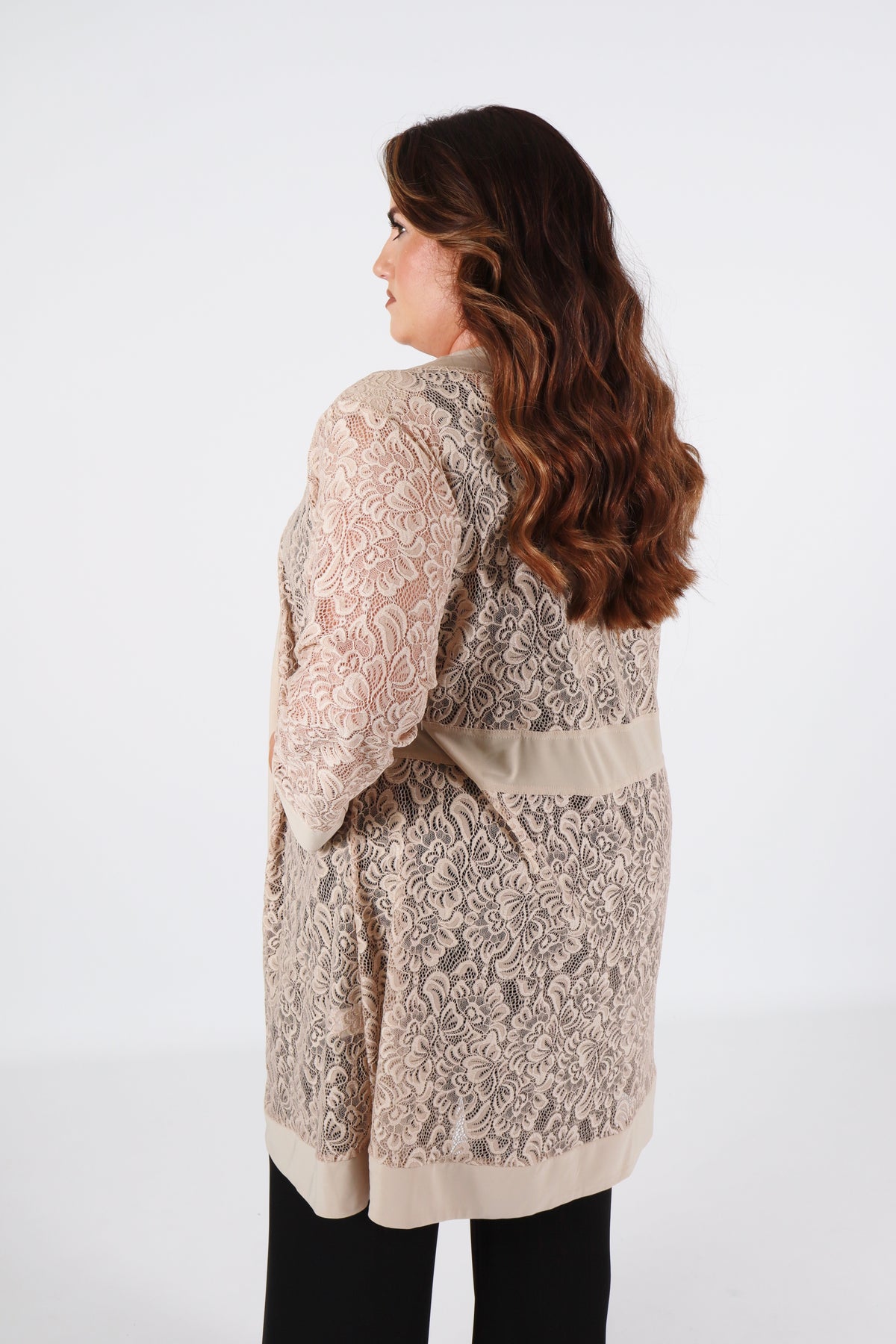 Magna Lace Cardigan in Beige