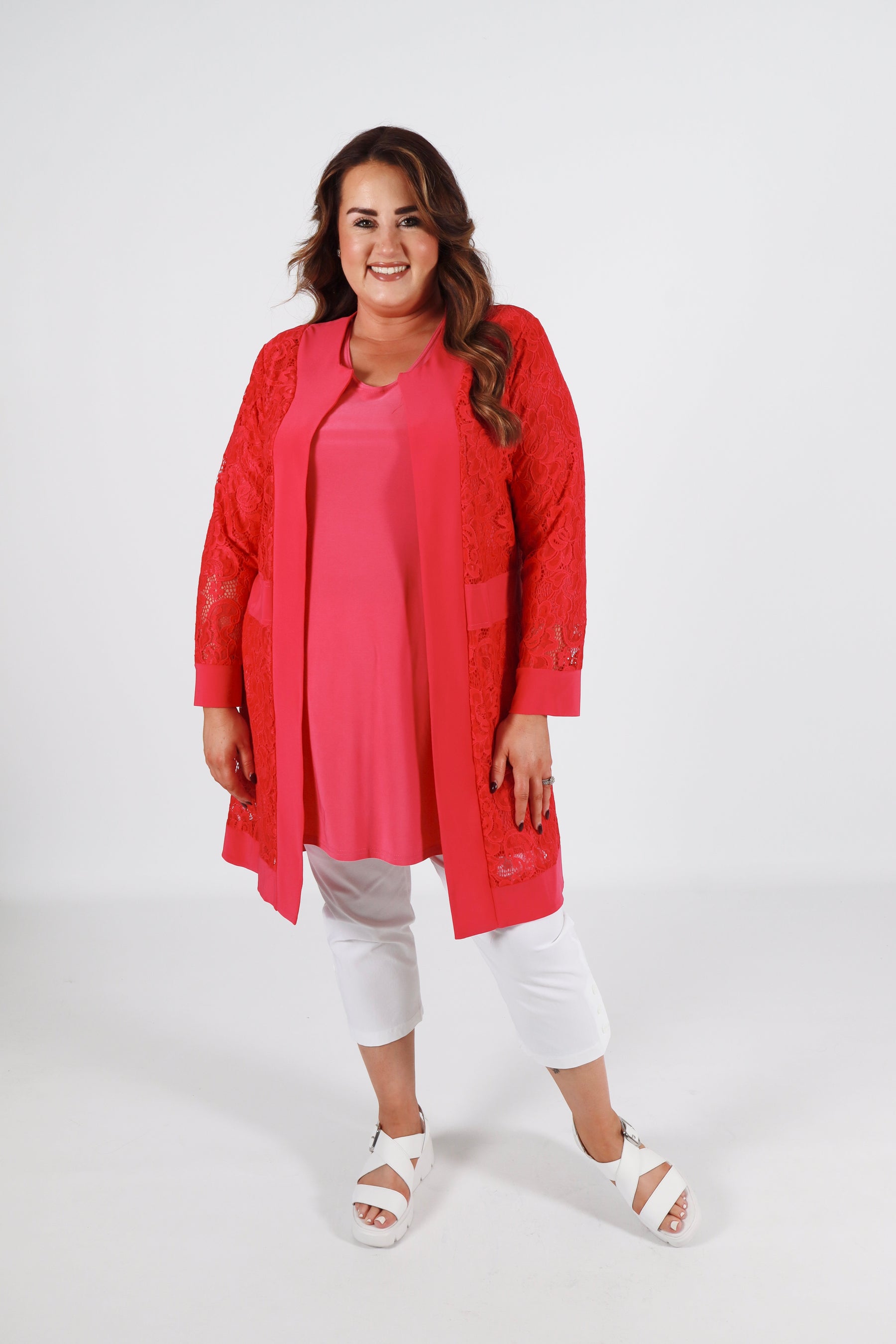 Magna Lace Cardigan in Fuchsia
