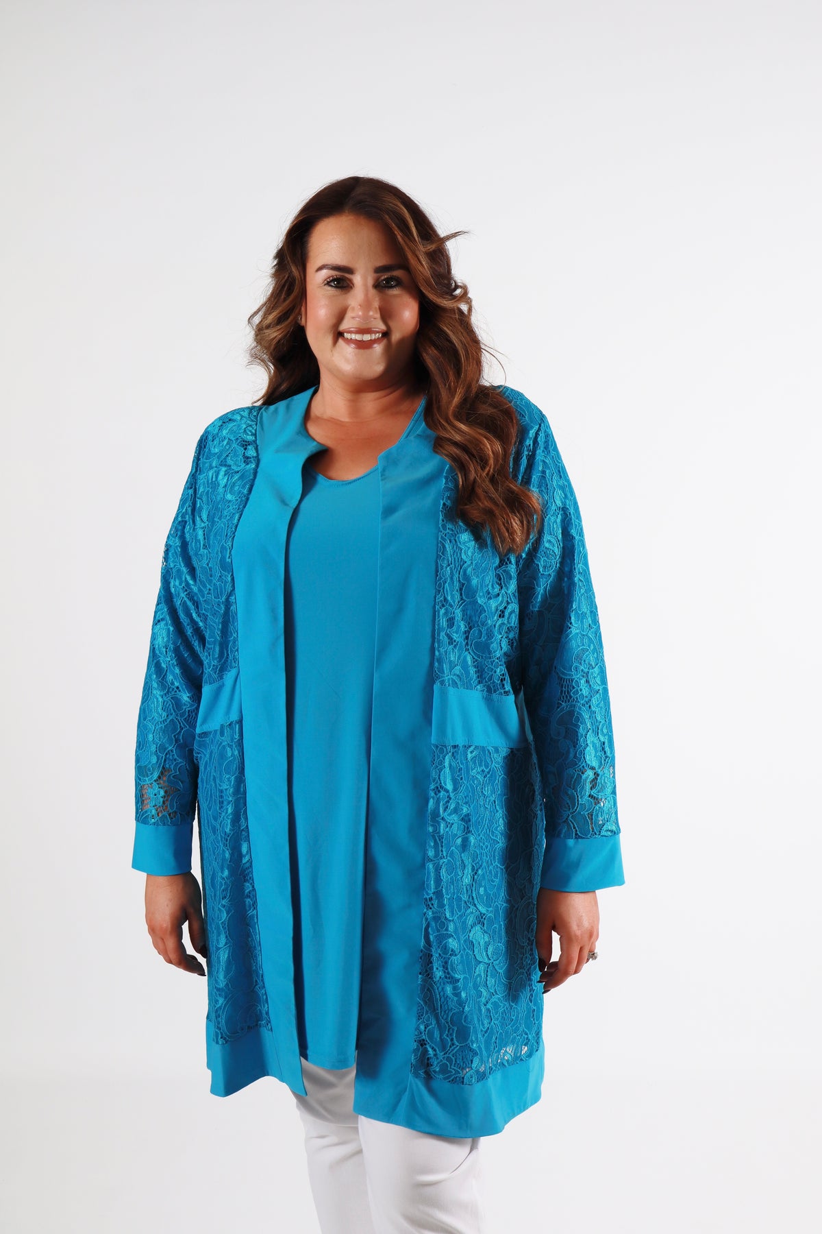 Magna Lace Cardigan in Turquoise