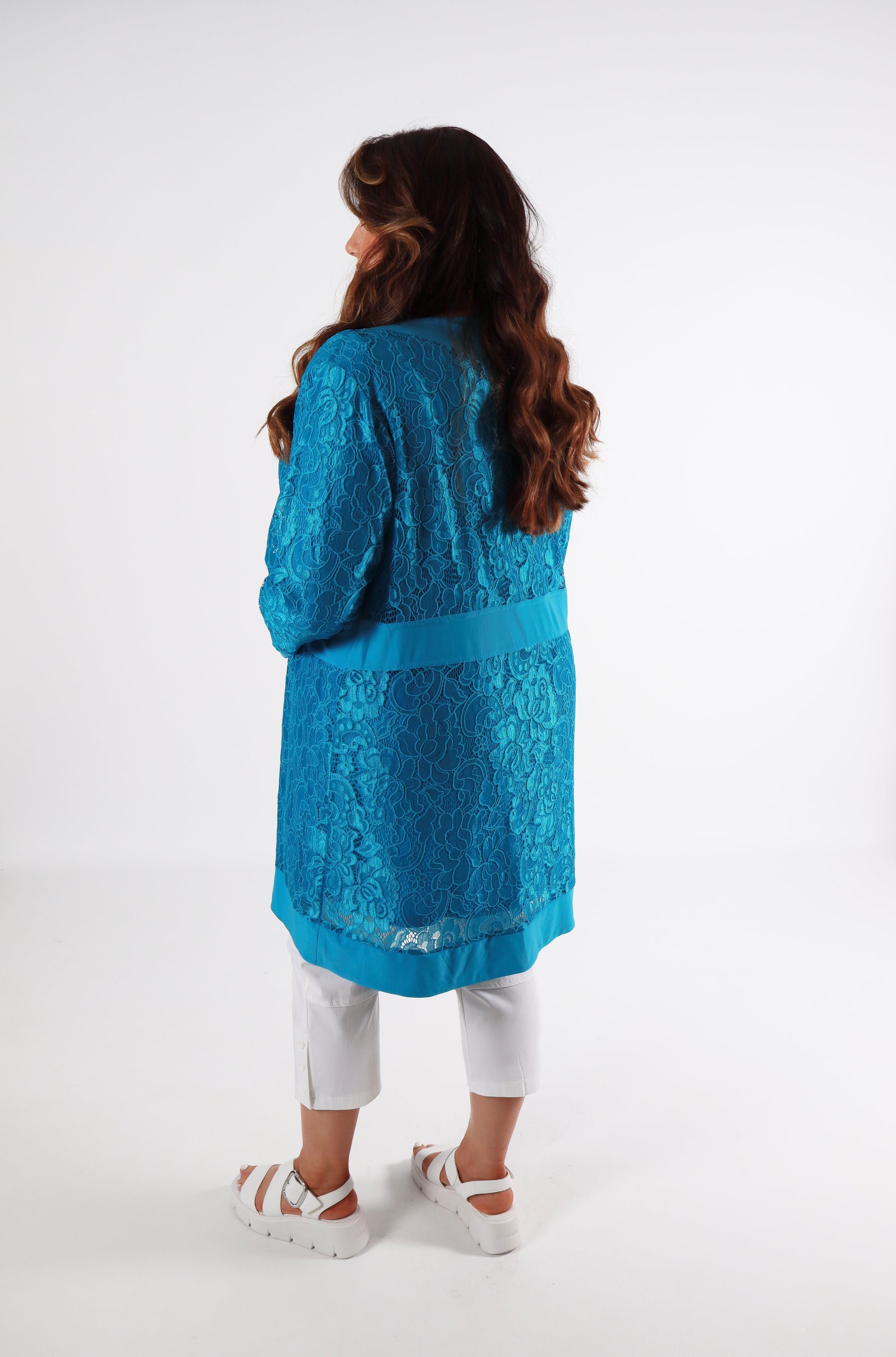 Magna Lace Cardigan in Turquoise