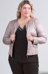 Magna Leather Look Jacket in Taupe