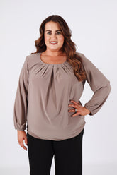 Magna Pleated Blouse in Sand