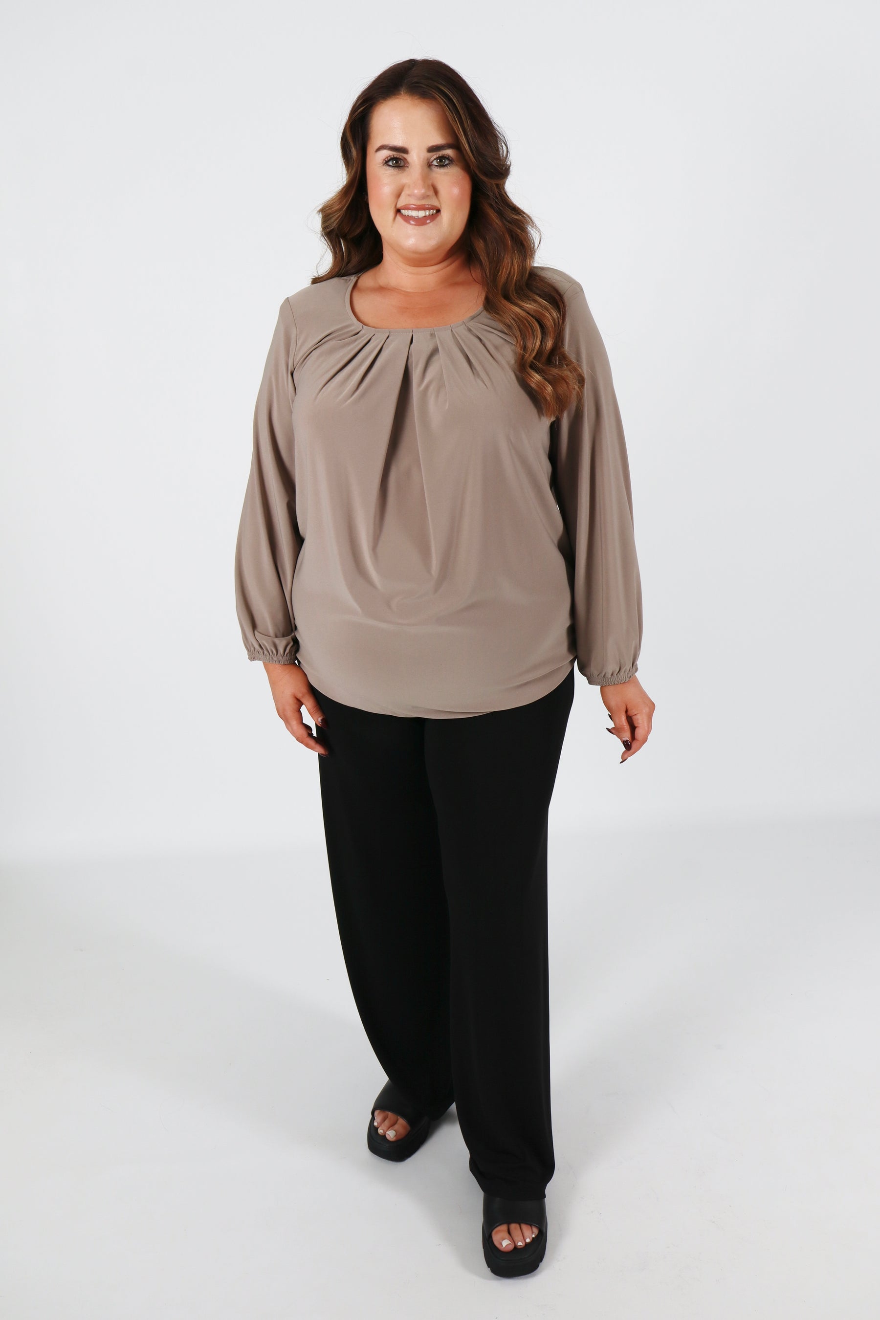 Magna Pleated Blouse in Sand