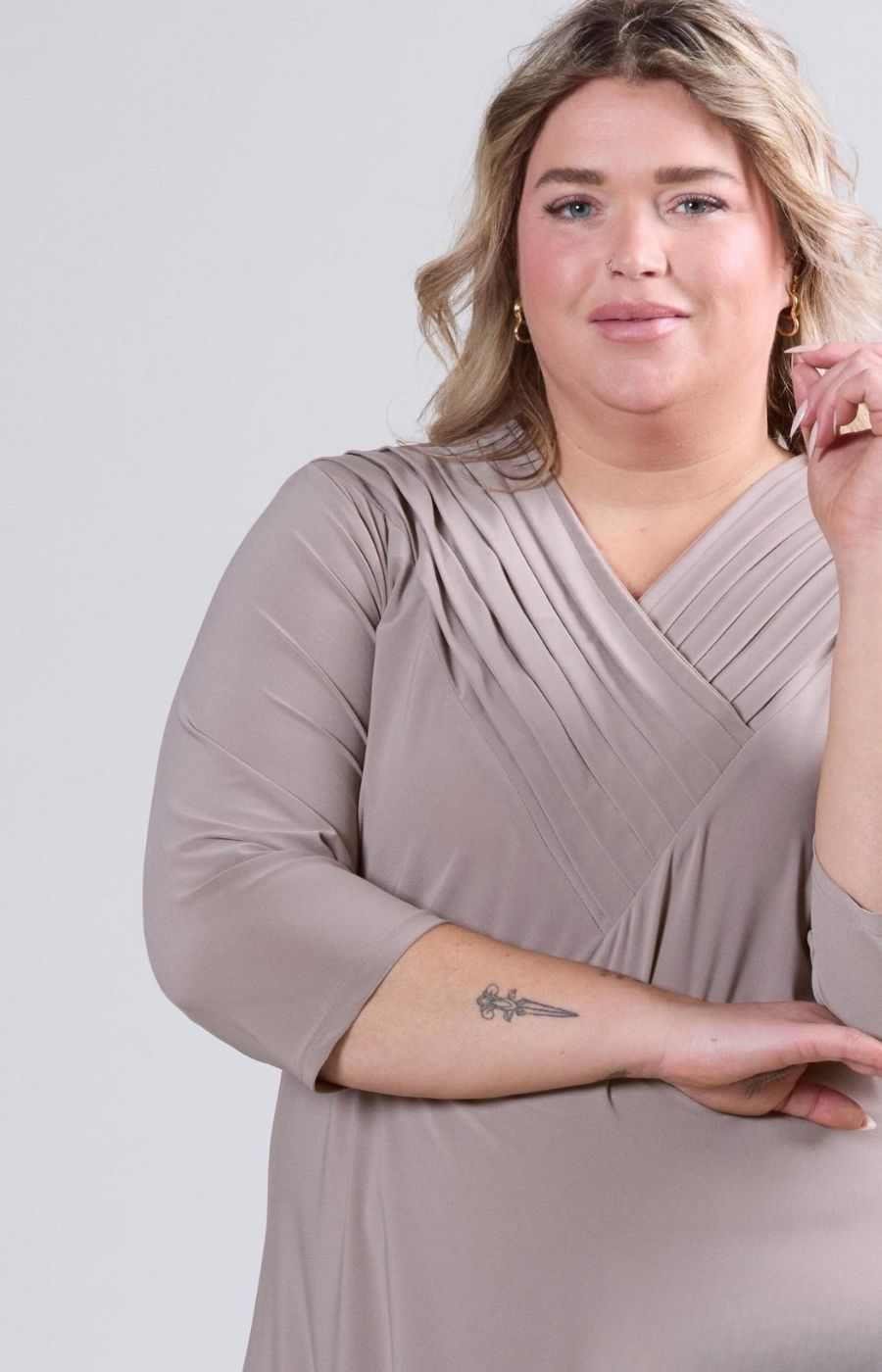 Magna V-Neck Blouse in Beige