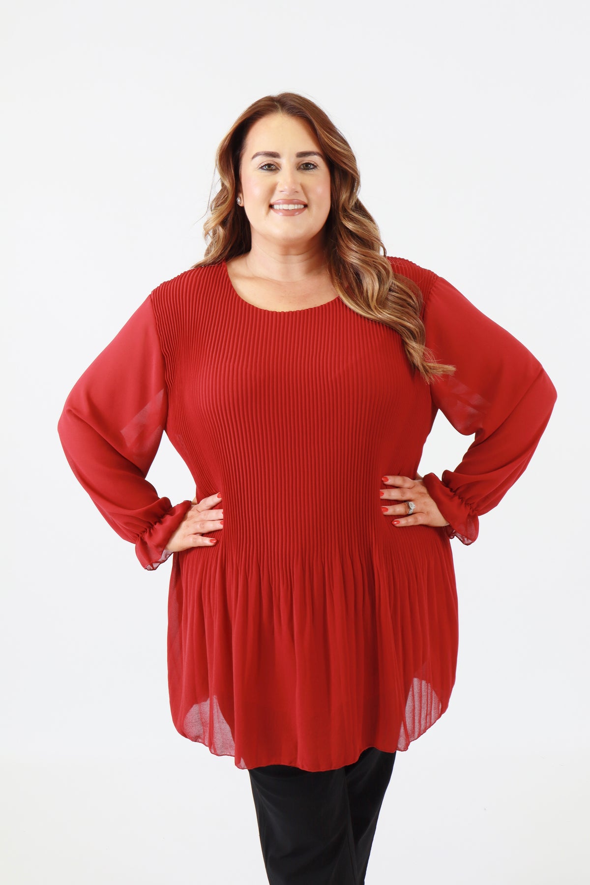 Maizie Pleated Blouse in Rust