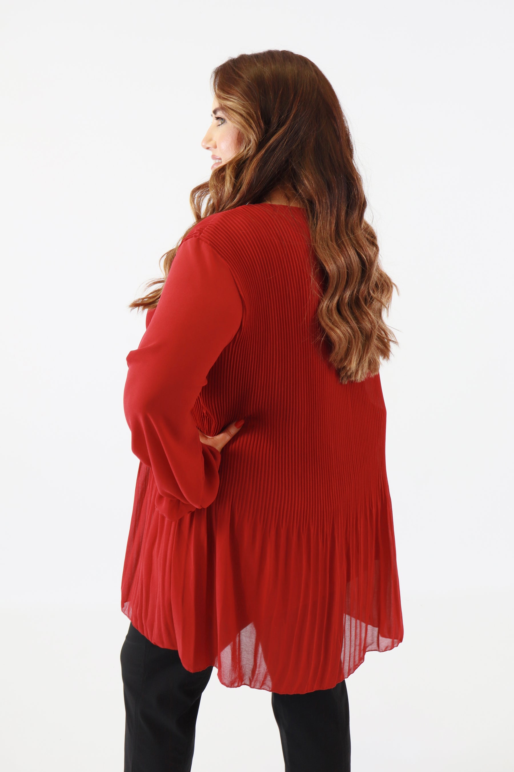 Maizie Pleated Blouse in Rust