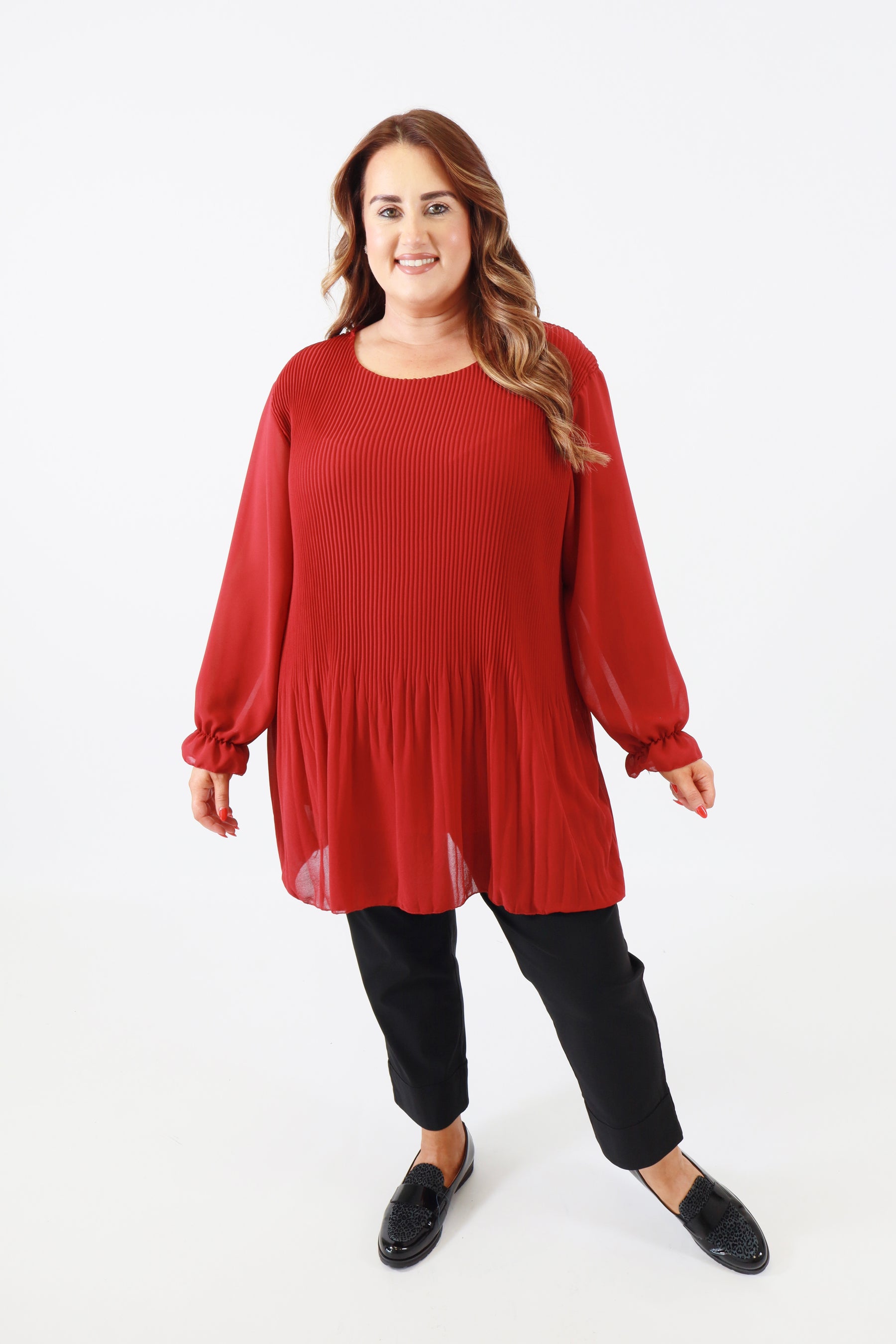 Maizie Pleated Blouse in Rust
