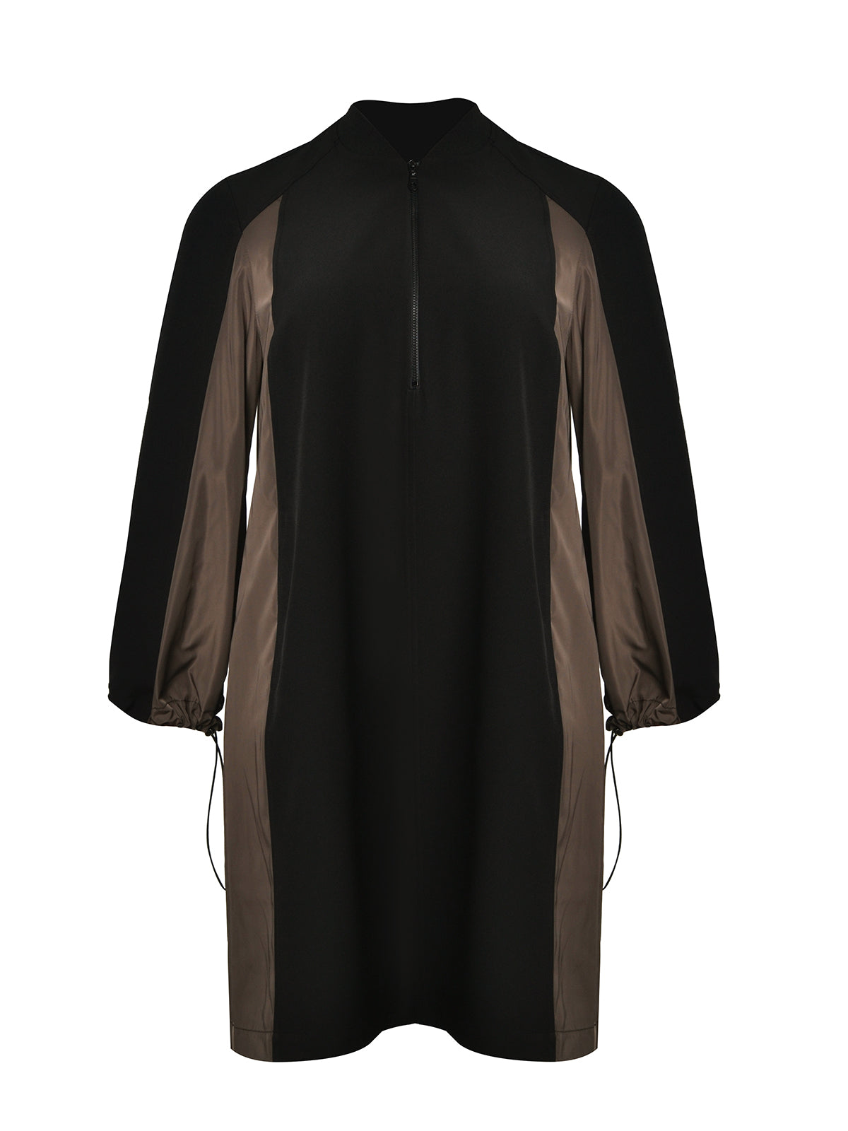 Mat Black/Brown Zip Dress