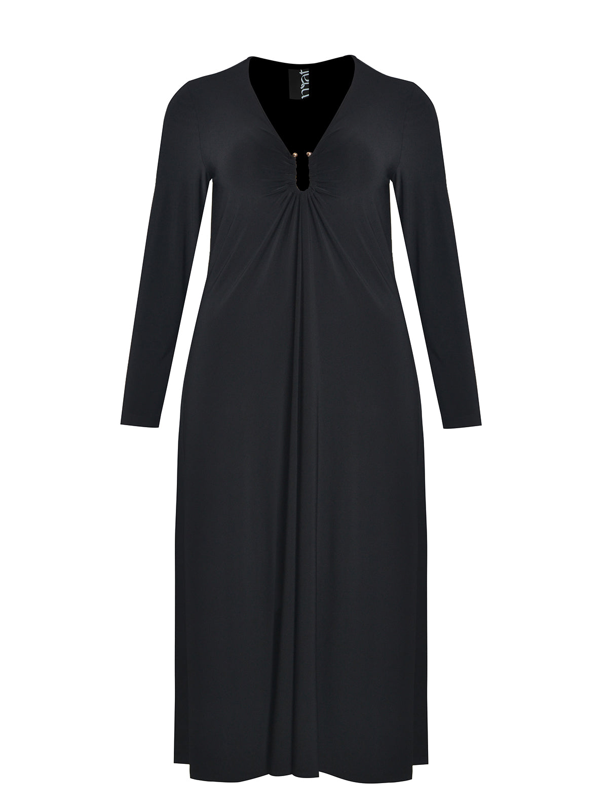 Mat Black Dress with Ruched Bust