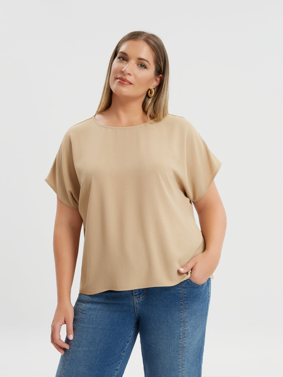 Mat Blouse in Beige