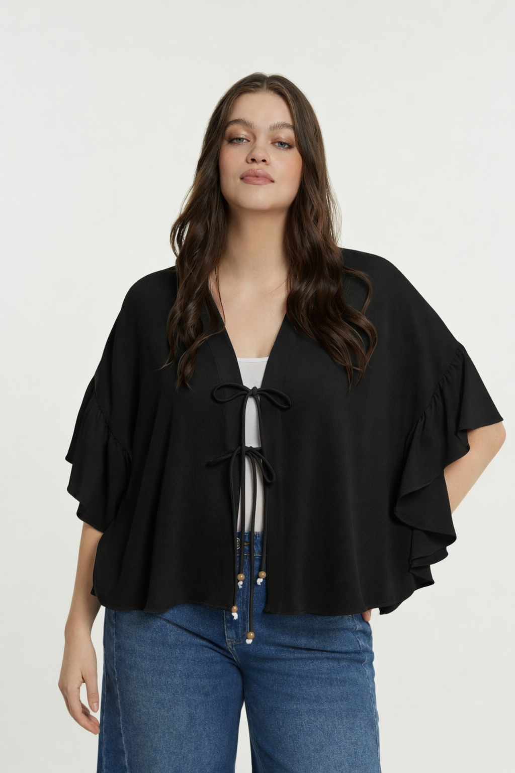 Mat Bow Tie Cardigan in Black