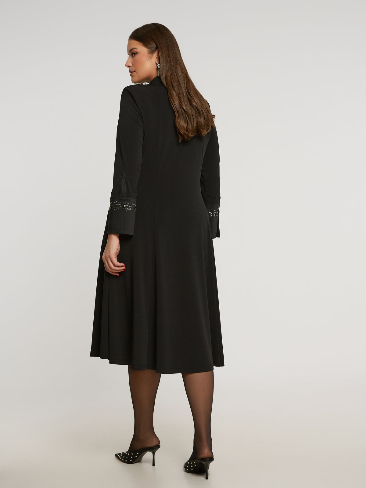 Mat Dress in Black with Sparkle Cuff