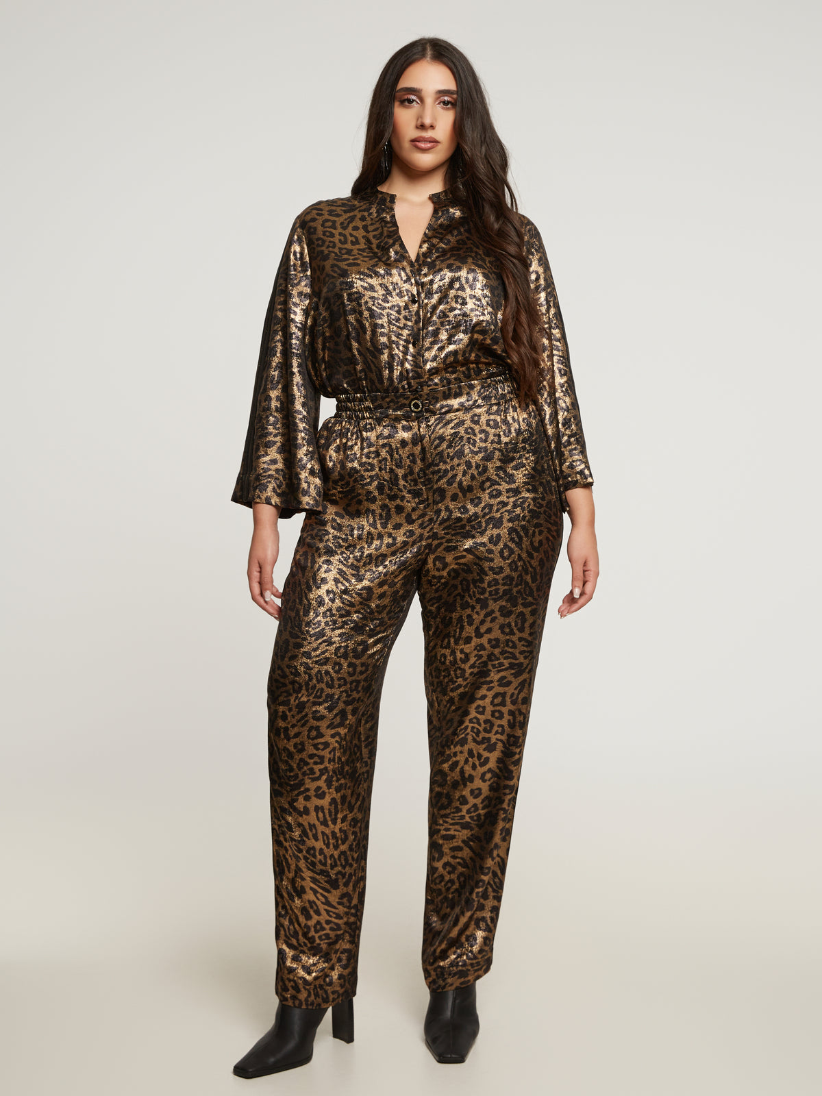 Mat Gold Leopard Trousers
