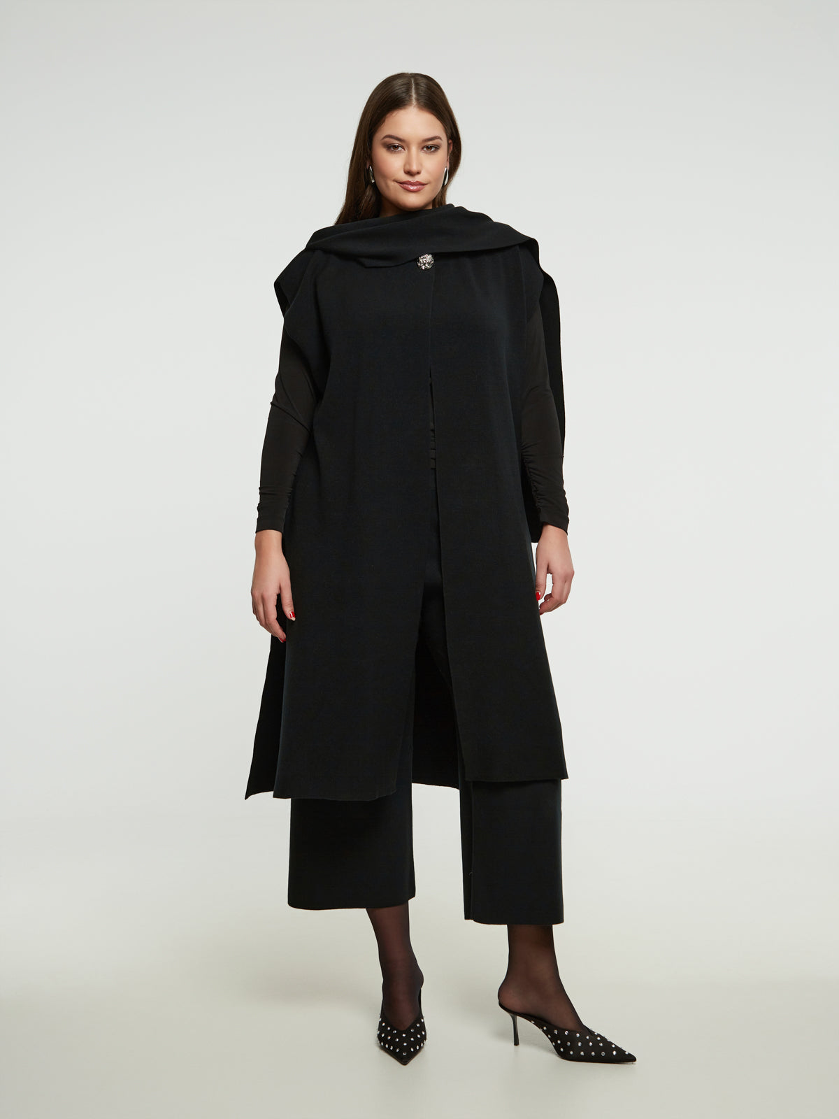 Mat Knit Cardigan in Black