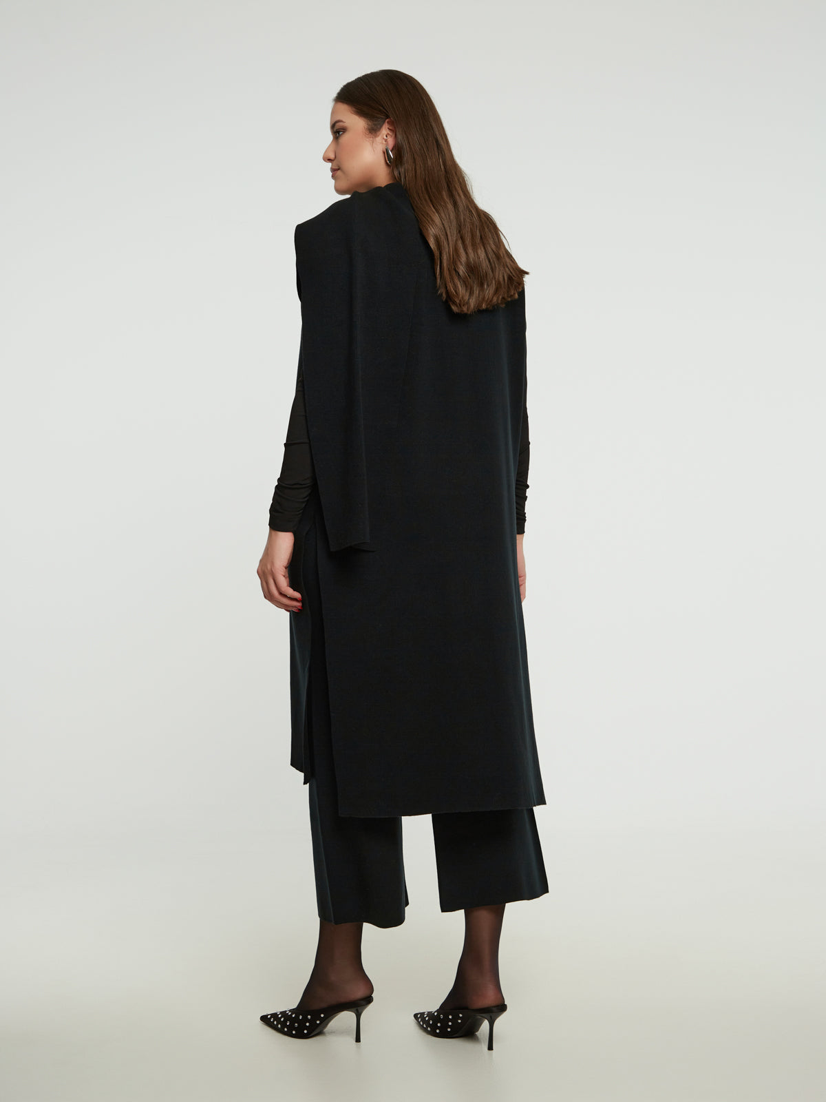 Mat Knit Cardigan in Black